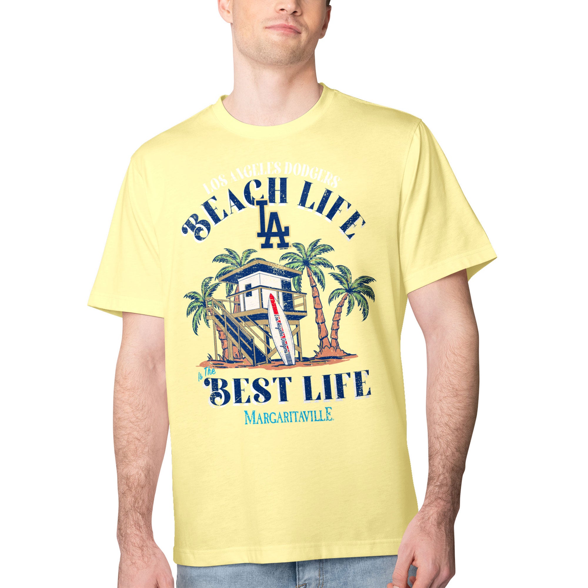 Men's Margaritaville Yellow Los Angeles Dodgers Beach Hut Graphic T-Shirt