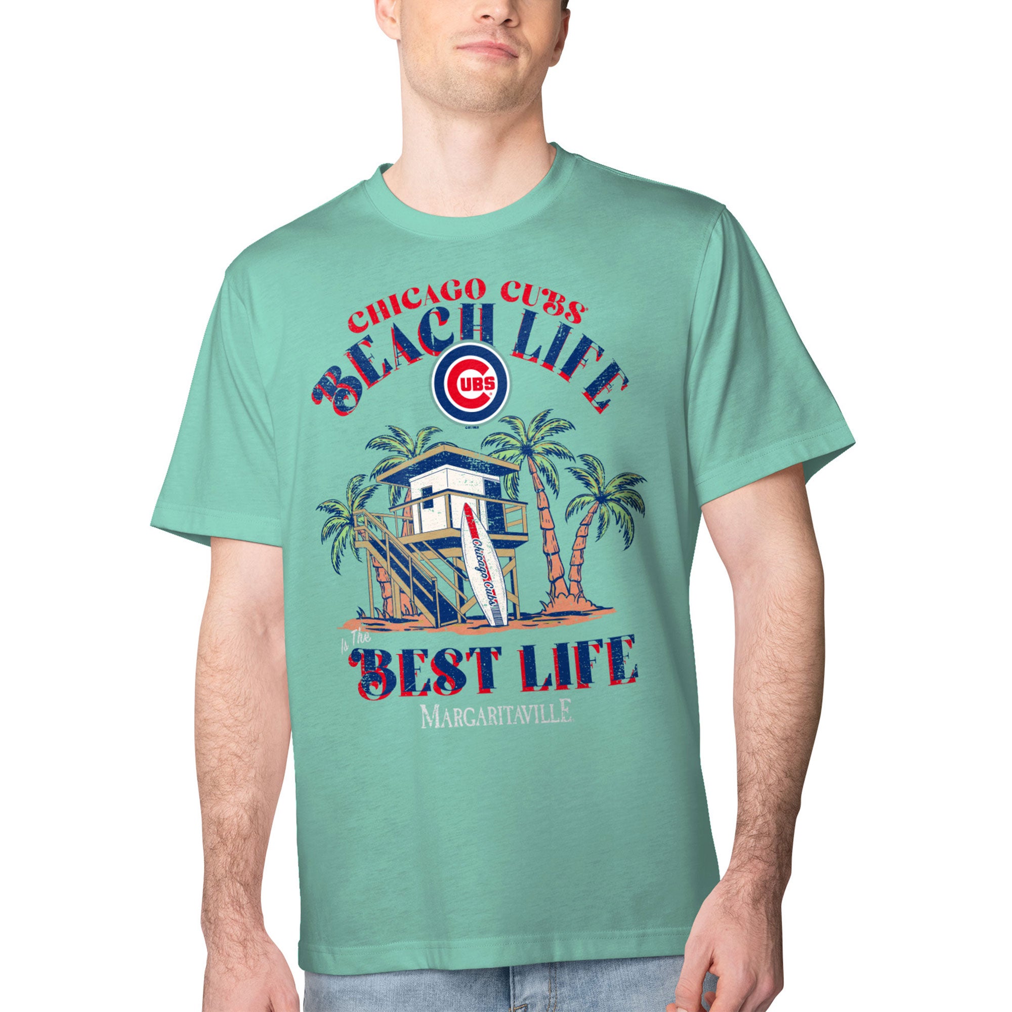 Men's Margaritaville Mint Chicago Cubs Beach Hut Graphic T-Shirt