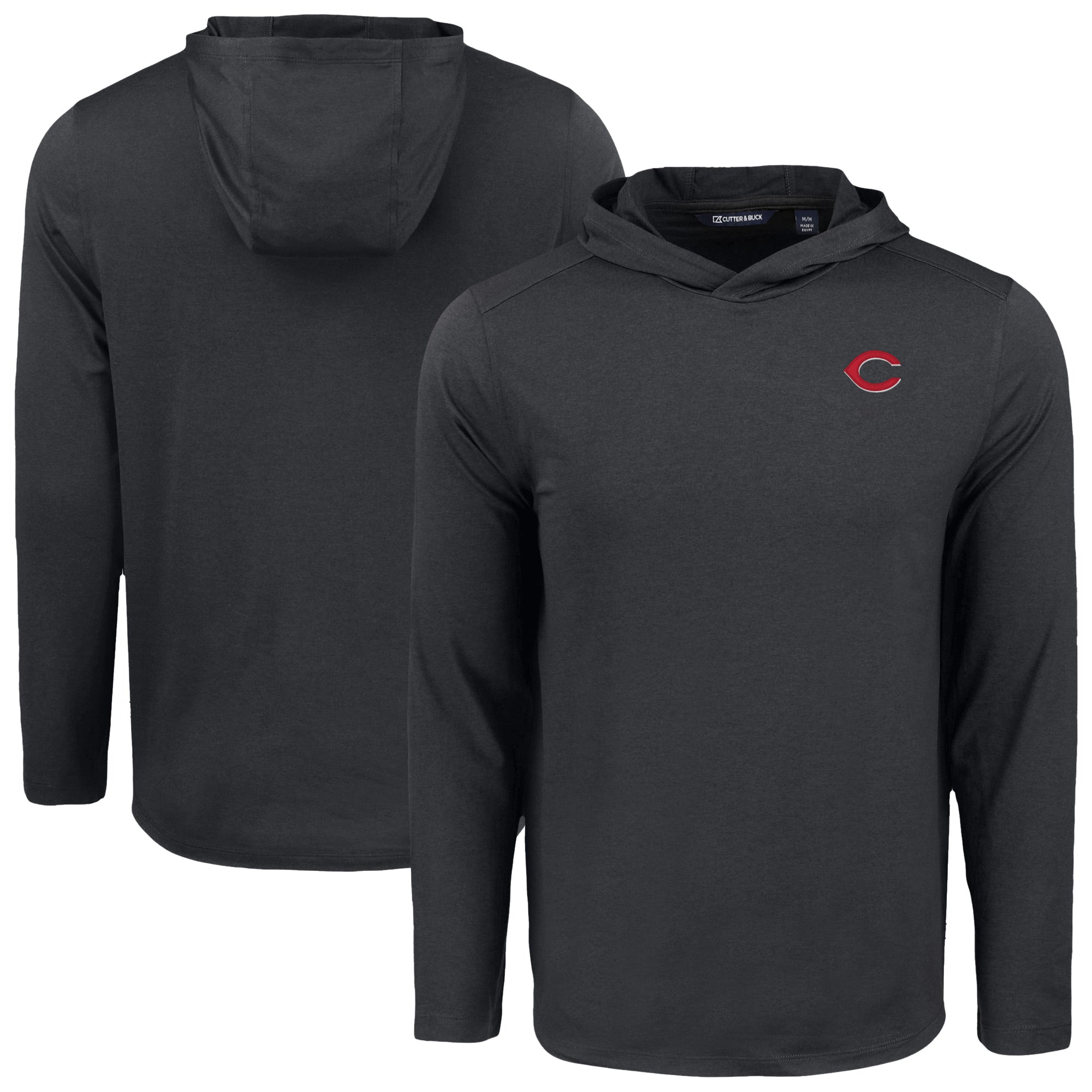 Men's Cutter & Buck Black Cincinnati Reds Coastline Epic Comfort Recycled Eco Hoodie Long Sleeve T-Shirt