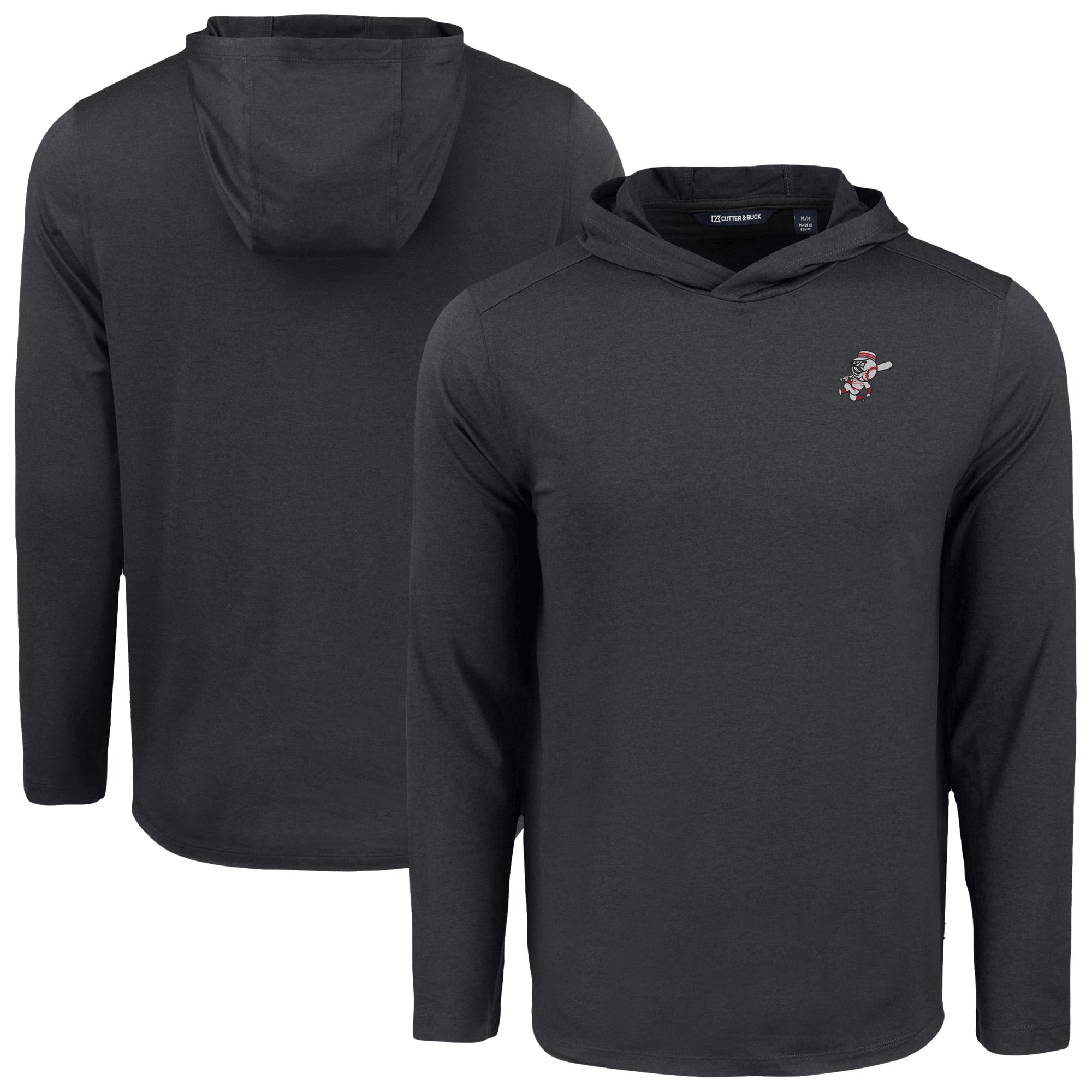 Men's Cutter & Buck Black Cincinnati Reds Coastline Epic Comfort Recycled Eco Hoodie Long Sleeve T-Shirt