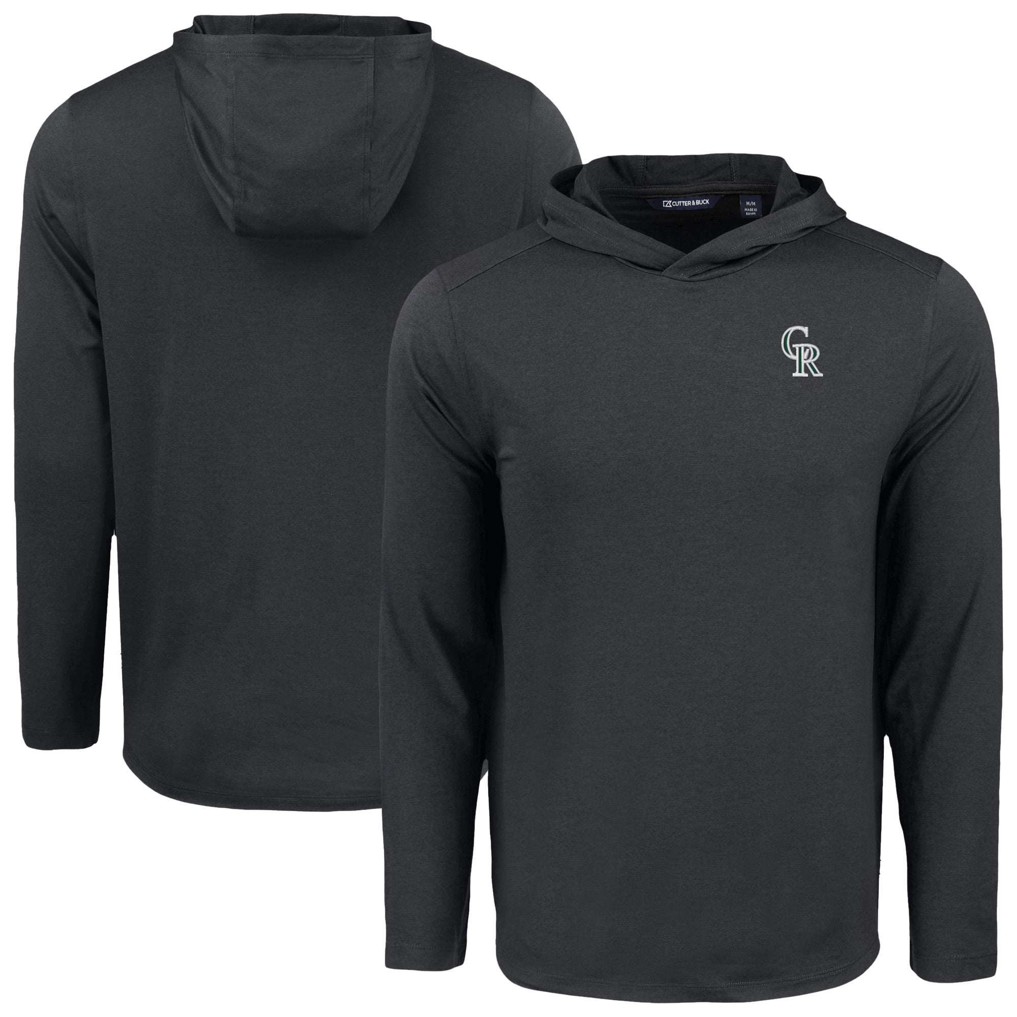 Men's Cutter & Buck Black Colorado Rockies Coastline Epic Comfort Recycled Eco Hoodie Long Sleeve T-Shirt