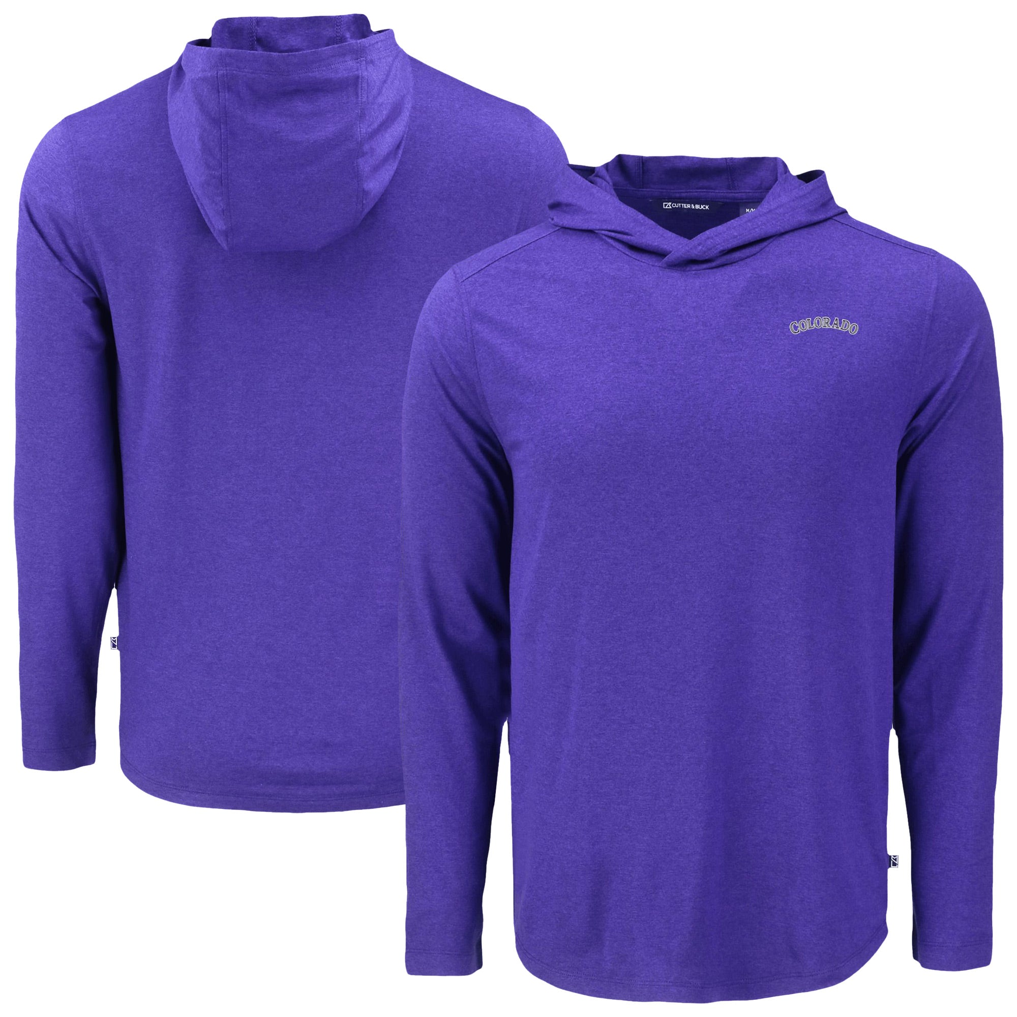 Men's Cutter & Buck Purple Colorado Rockies Coastline Epic Comfort Recycled Eco Hoodie Long Sleeve T-Shirt