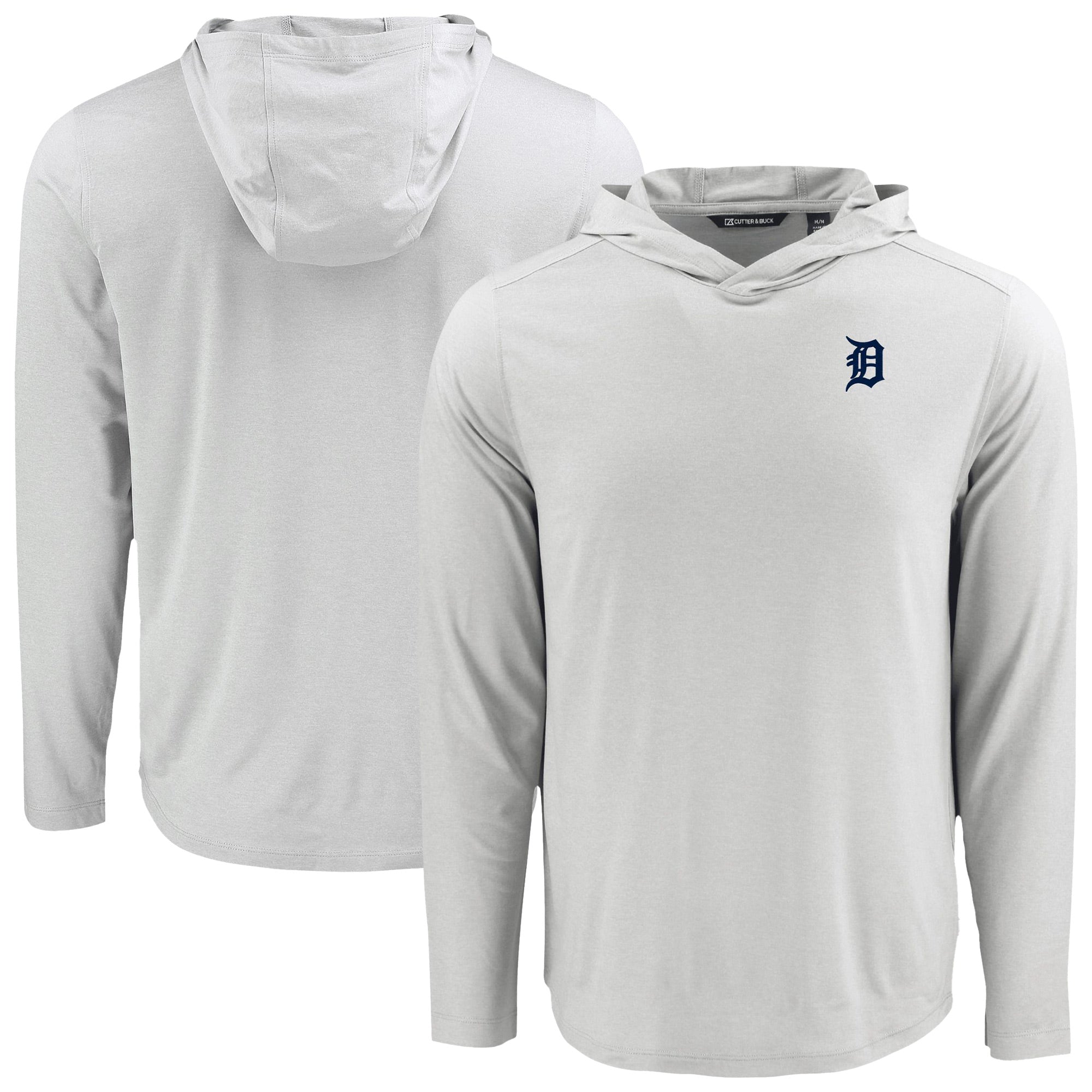 Men's Cutter & Buck Gray Detroit Tigers Coastline Epic Comfort Recycled Eco Hoodie Long Sleeve T-Shirt