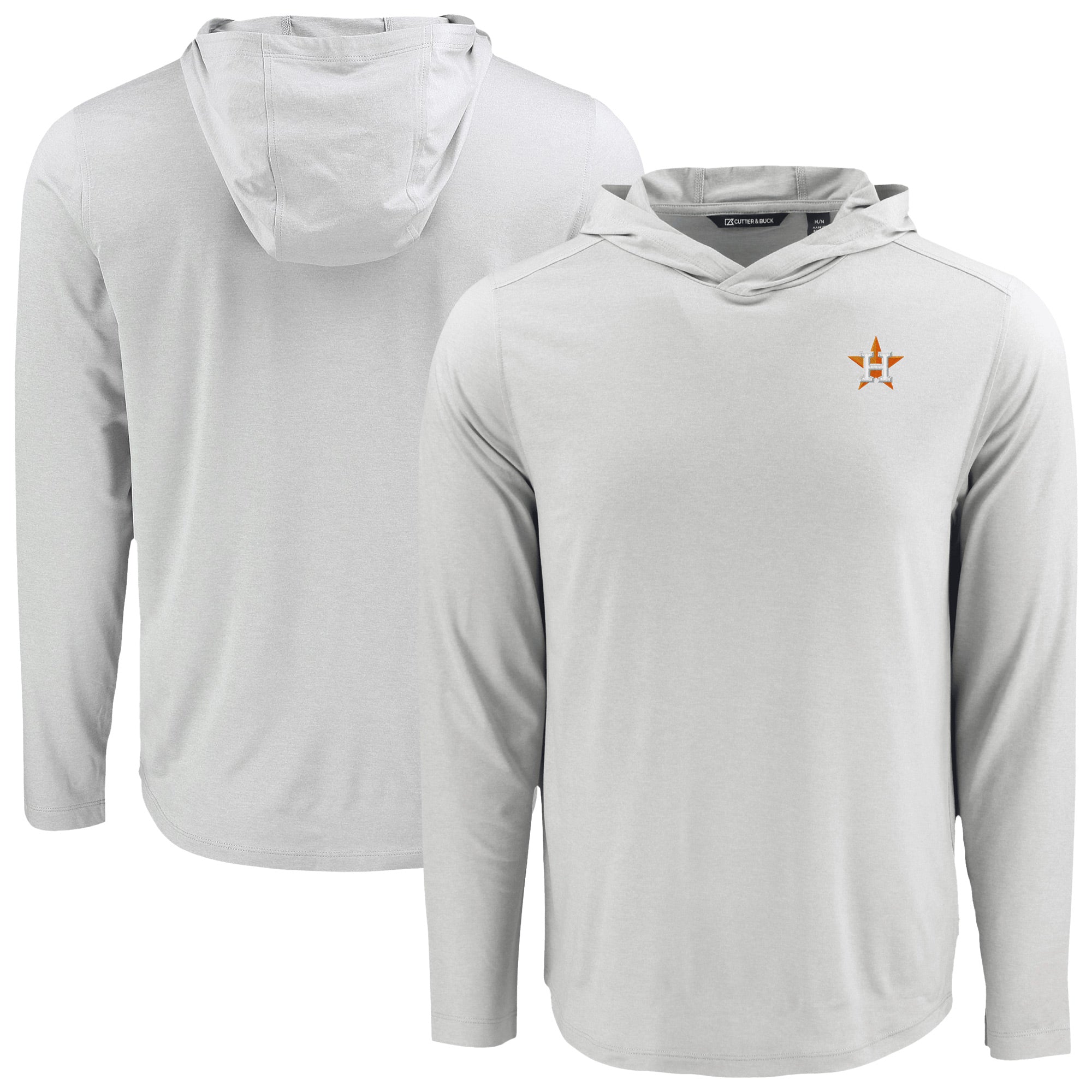Men's Cutter & Buck Gray Houston Astros Coastline Epic Comfort Recycled Eco Hoodie Long Sleeve T-Shirt