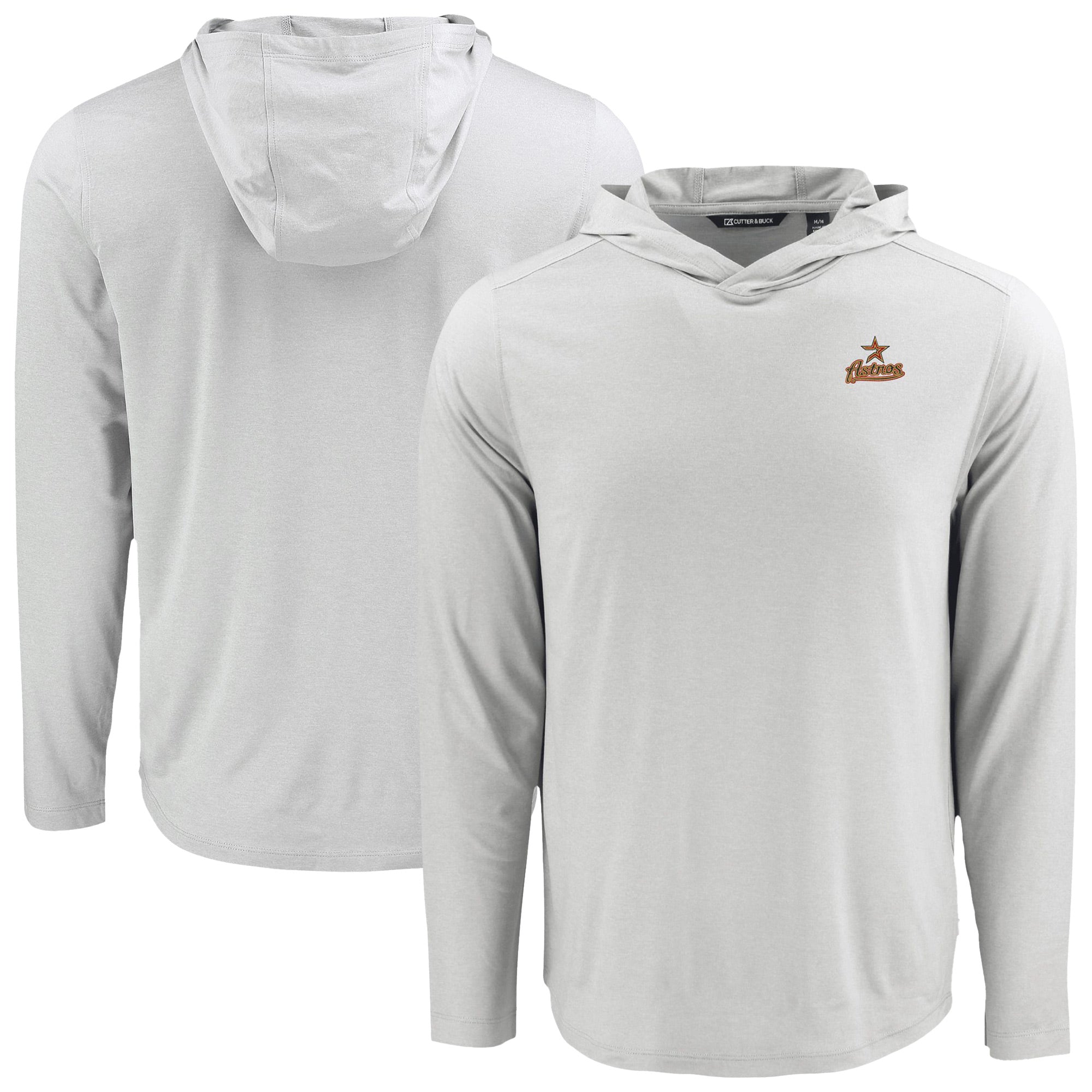 Men's Cutter & Buck Gray Houston Astros Coastline Epic Comfort Recycled Eco Hoodie Long Sleeve T-Shirt
