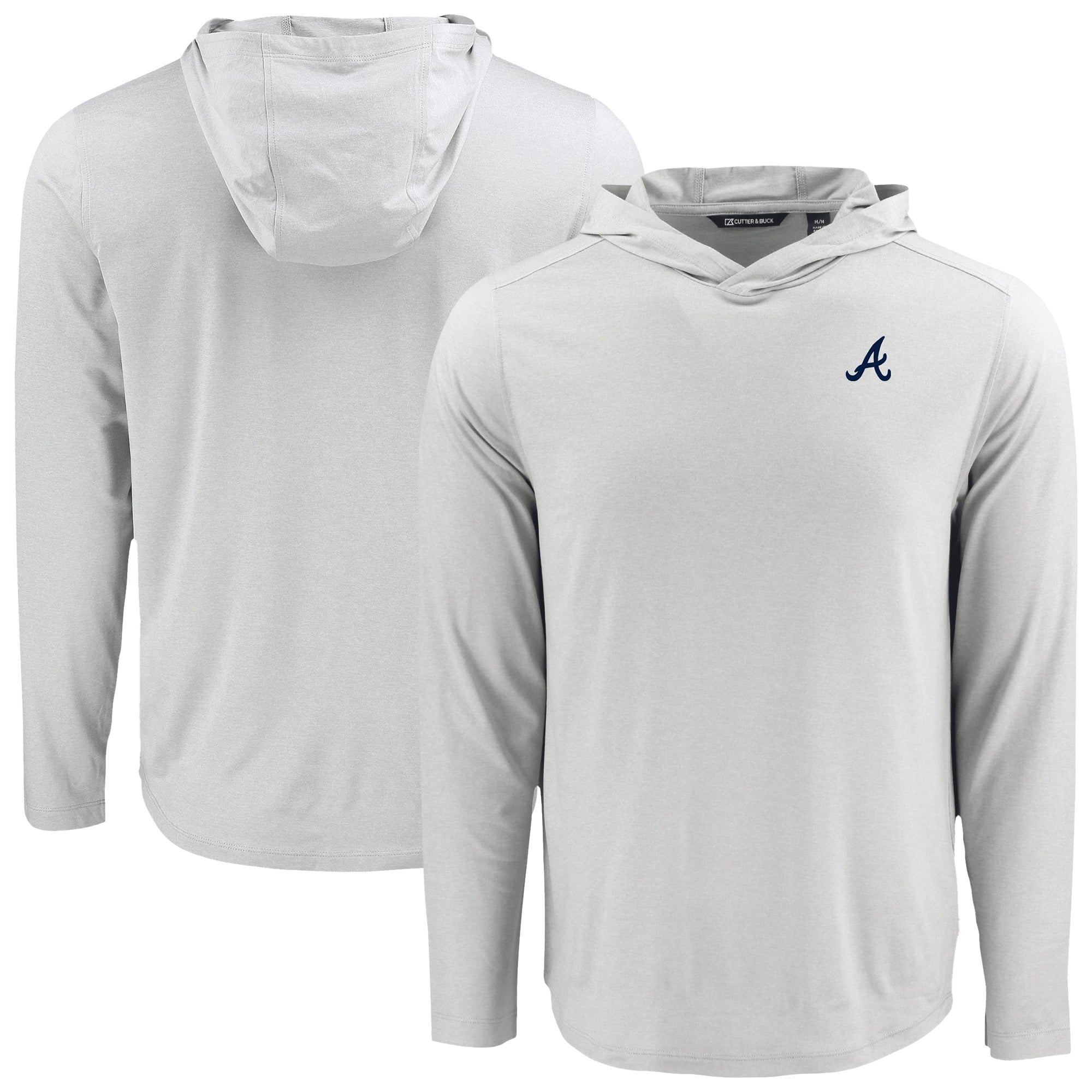 Men's Cutter & Buck Gray Atlanta Braves Coastline Epic Comfort Recycled Eco Hoodie Long Sleeve T-Shirt