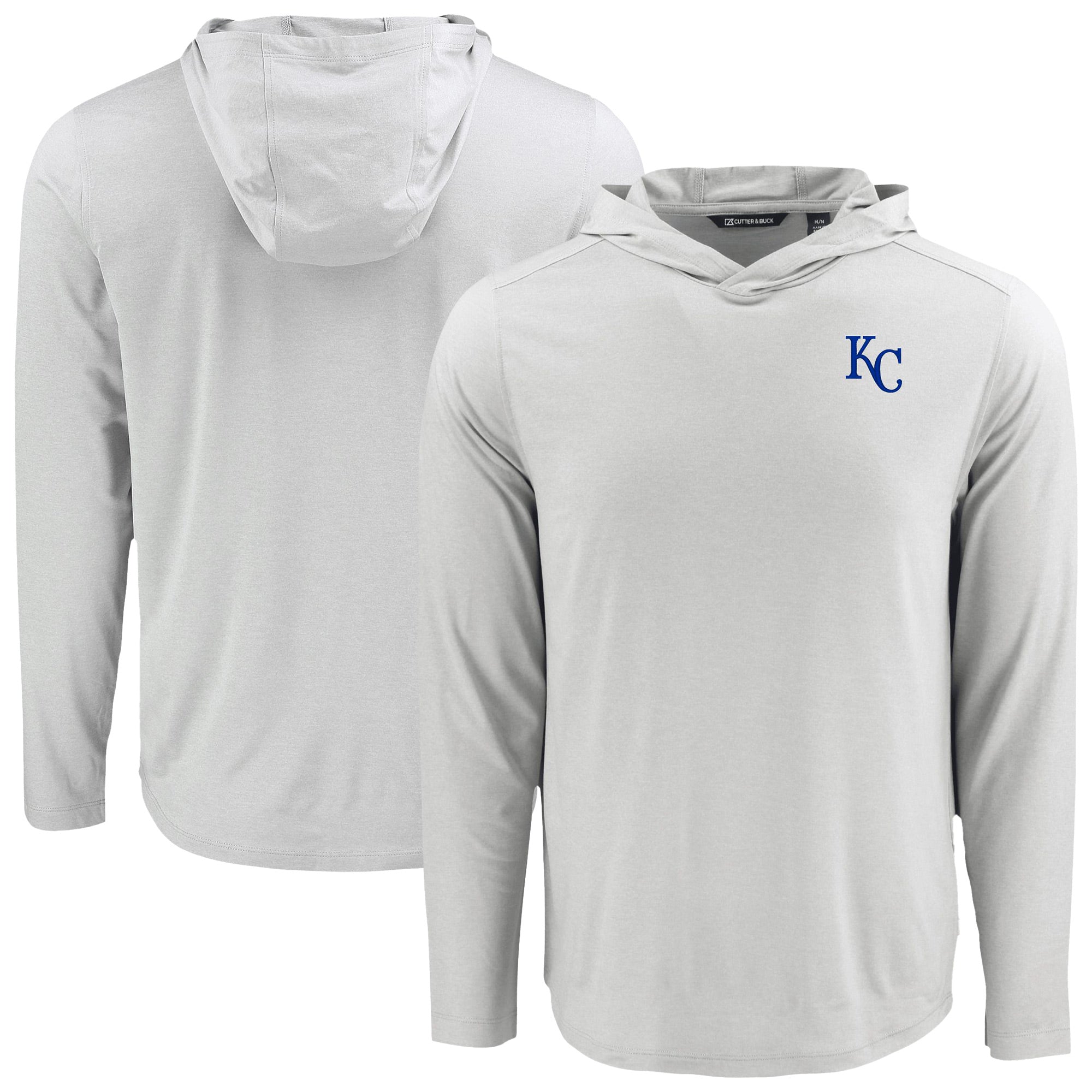 Men's Cutter & Buck Gray Kansas City Royals Coastline Epic Comfort Recycled Eco Hoodie Long Sleeve T-Shirt