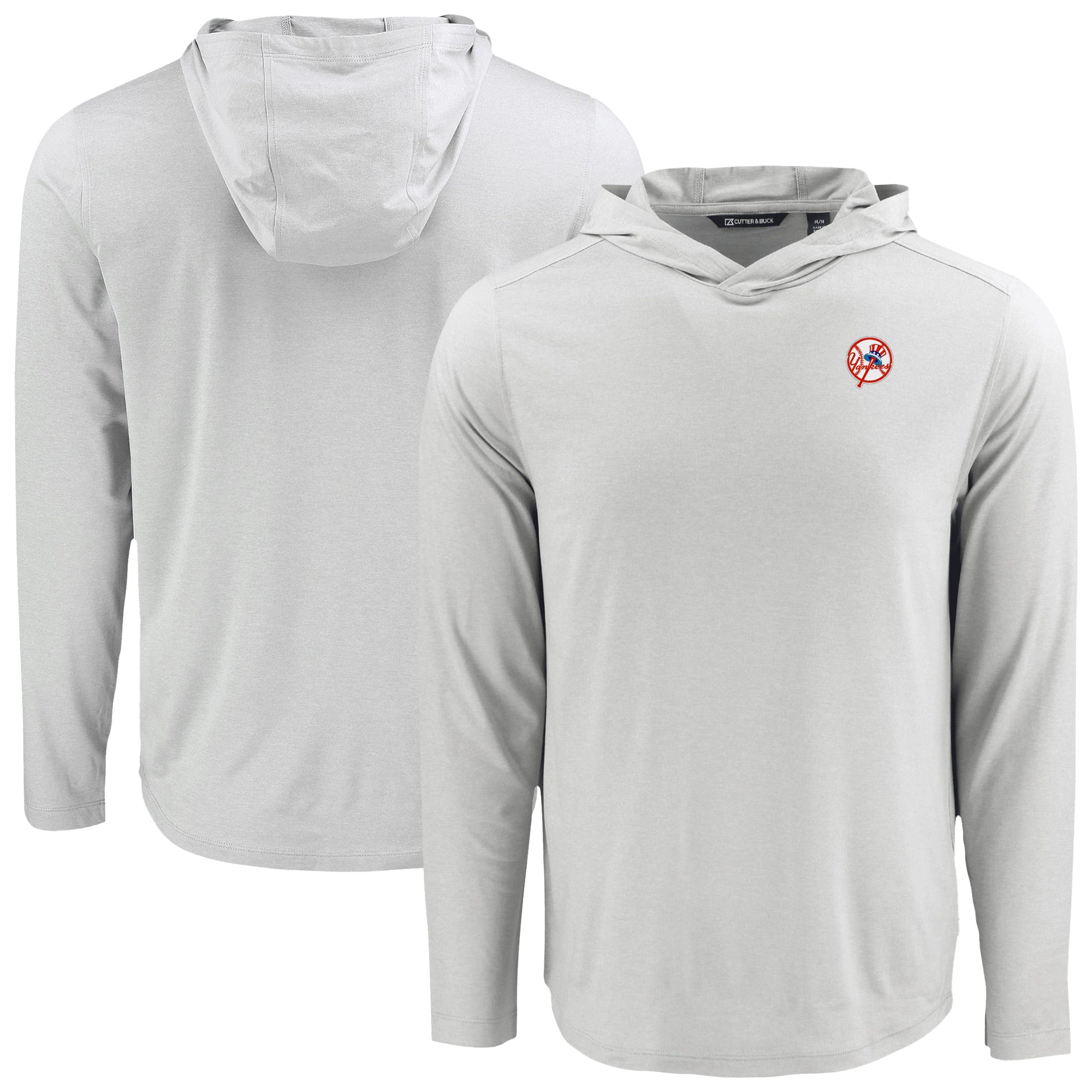 Men's Cutter & Buck Gray New York Yankees Coastline Epic Comfort Recycled Eco Hoodie Long Sleeve T-Shirt