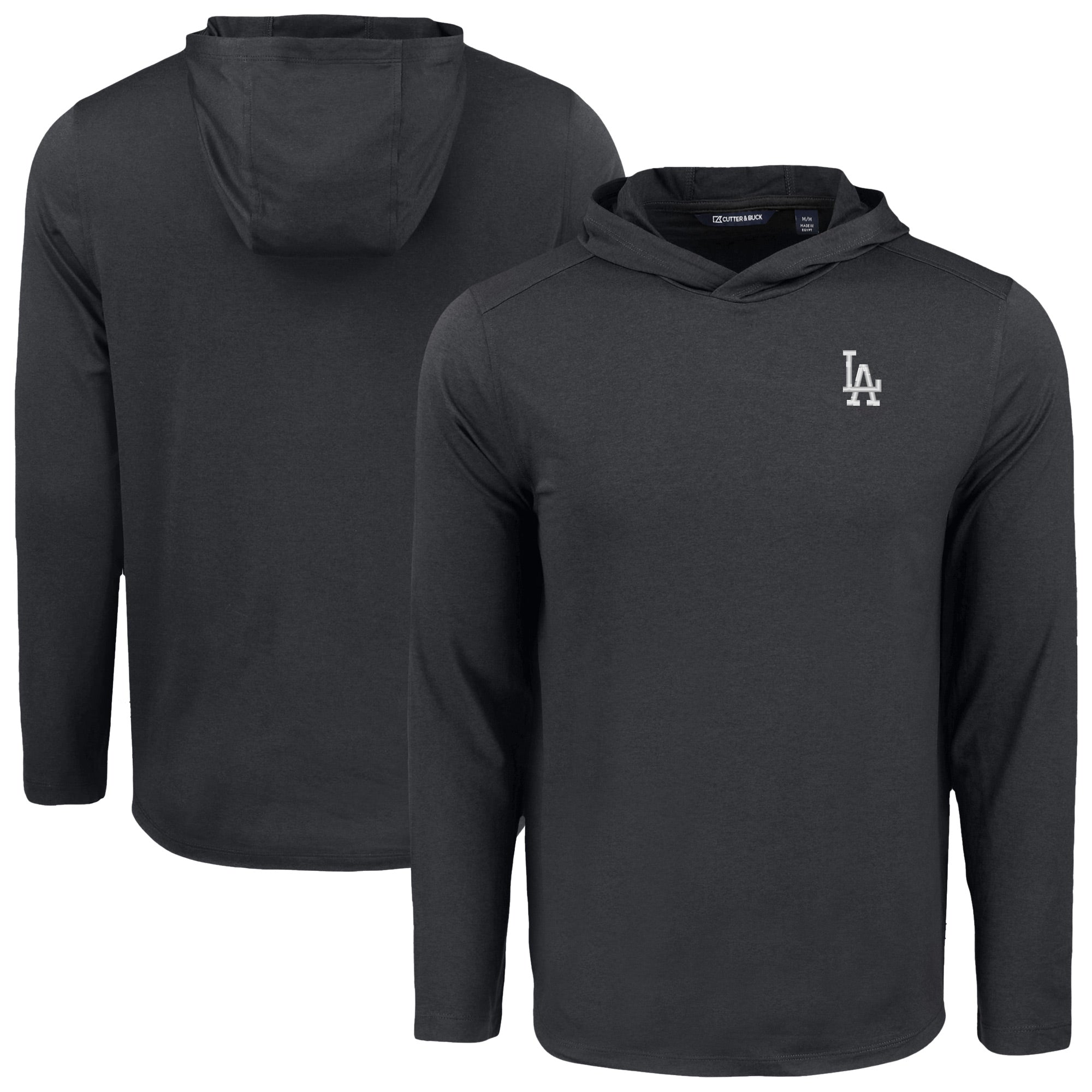 Men's Cutter & Buck Black Los Angeles Dodgers Coastline Epic Comfort Recycled Eco Hoodie Long Sleeve T-Shirt