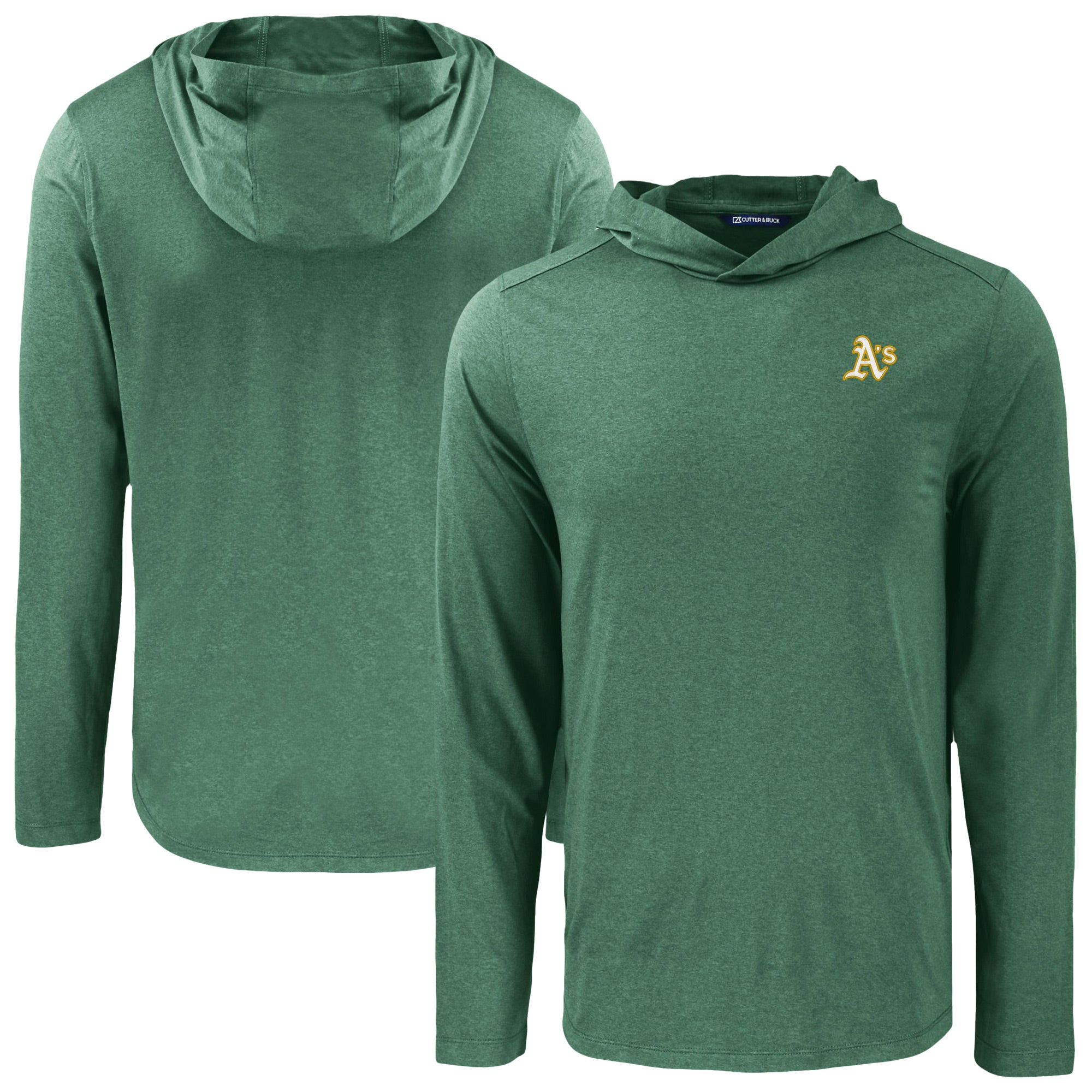 Men's Cutter & Buck Green Athletics Coastline Epic Comfort Recycled Eco Hoodie Long Sleeve T-Shirt