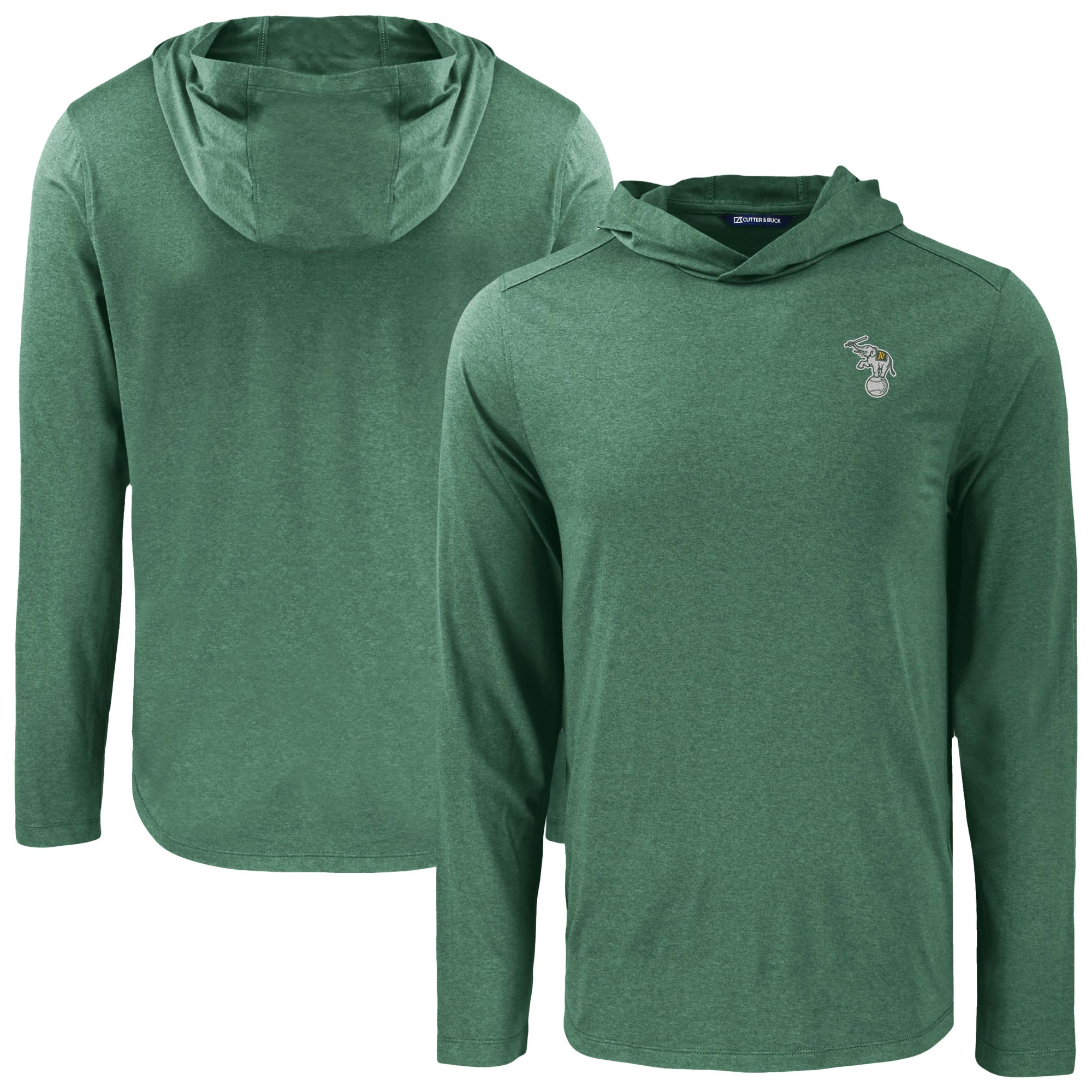 Men's Cutter & Buck Green Athletics Coastline Epic Comfort Recycled Eco Hoodie Long Sleeve T-Shirt