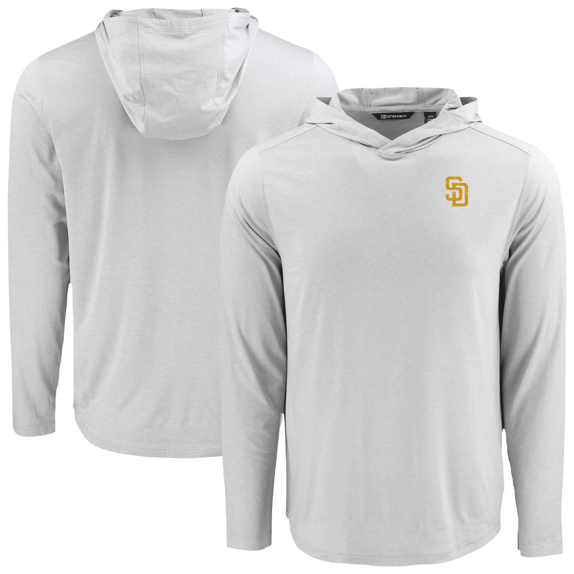 Men's Cutter & Buck Gray San Diego Padres Coastline Epic Comfort Recycled Eco Hoodie Long Sleeve T-Shirt