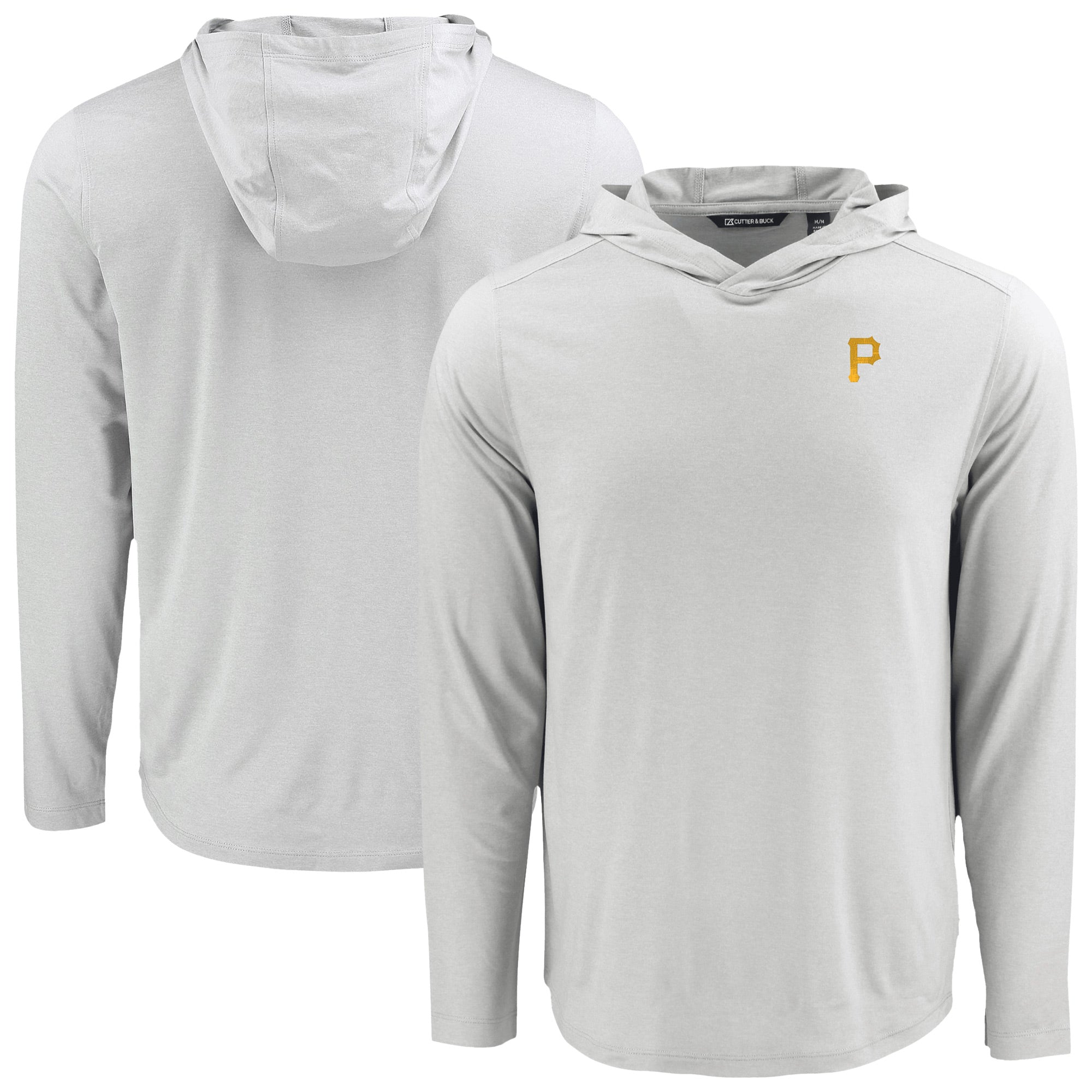 Men's Cutter & Buck Gray Pittsburgh Pirates Coastline Epic Comfort Recycled Eco Hoodie Long Sleeve T-Shirt