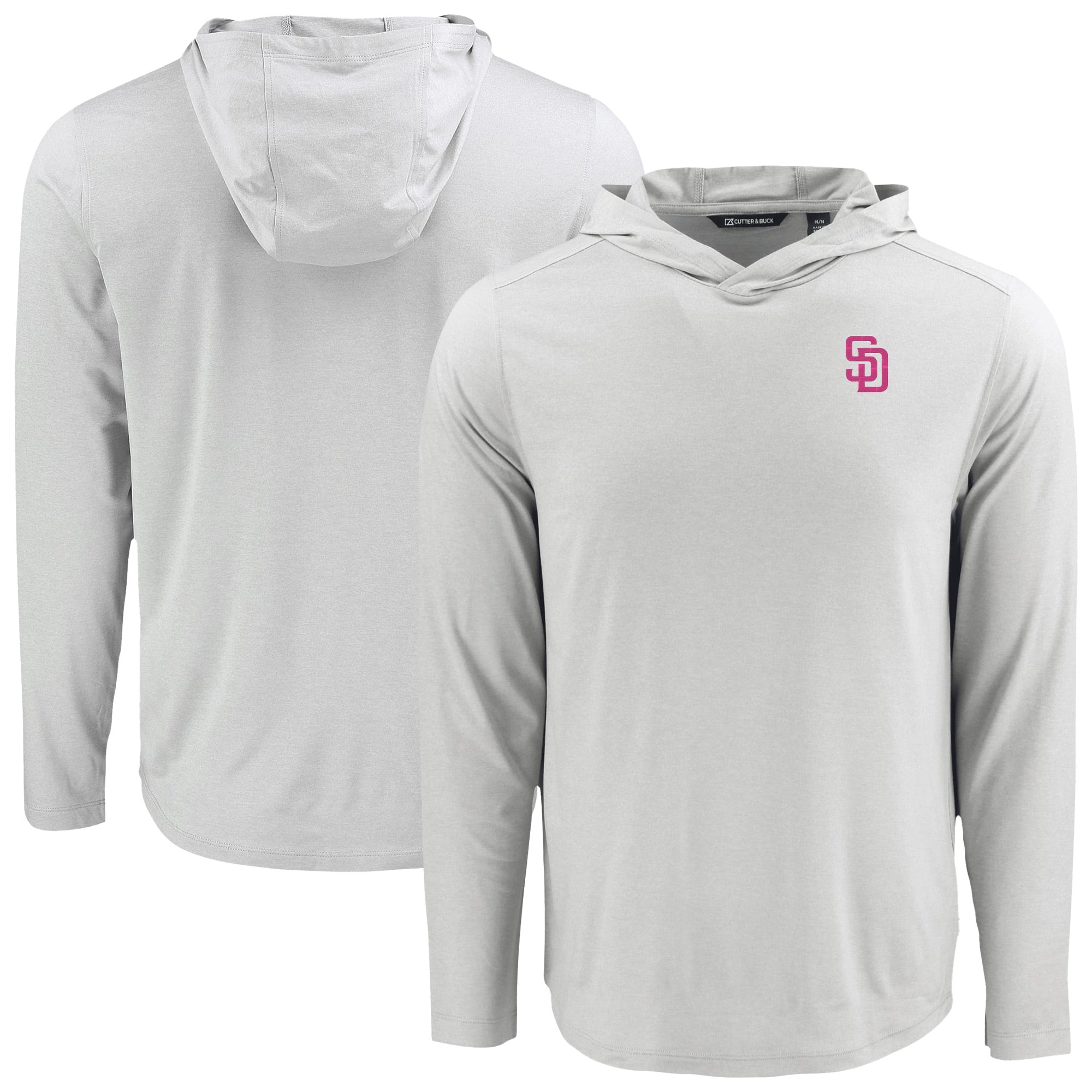 Men's Cutter & Buck Gray San Diego Padres Coastline Epic Comfort Recycled Eco Hoodie Long Sleeve T-Shirt