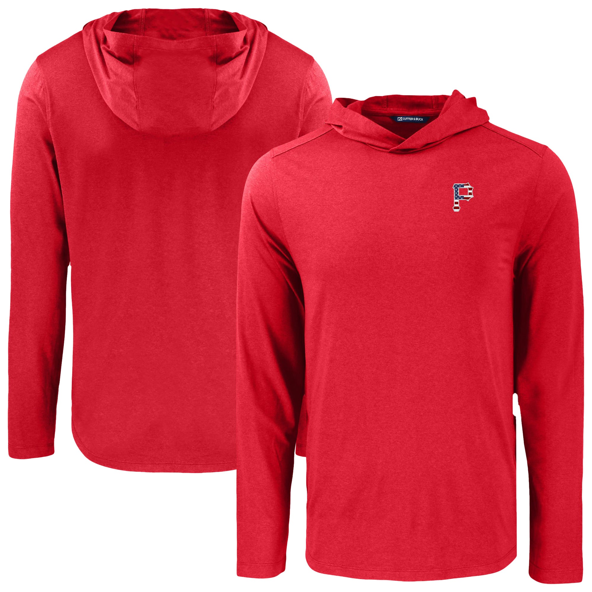Men's Cutter & Buck Red Pittsburgh Pirates Coastline Epic Comfort Recycled Eco Hoodie Long Sleeve T-Shirt