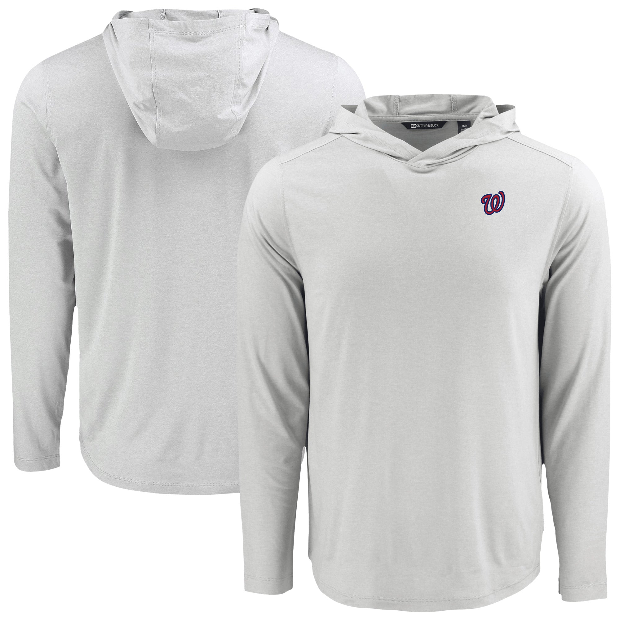 Men's Cutter & Buck Gray Washington Nationals Coastline Epic Comfort Recycled Eco Hoodie Long Sleeve T-Shirt