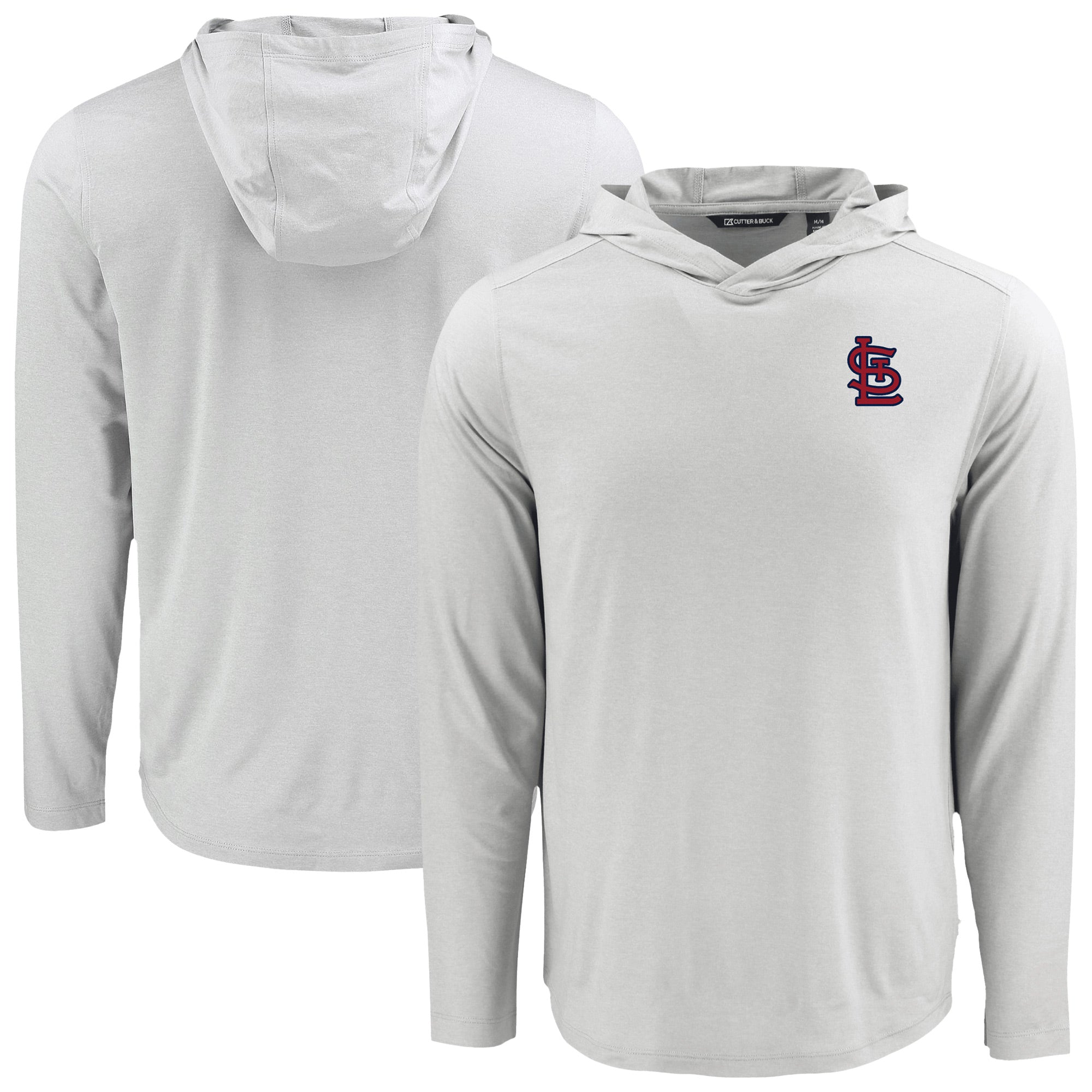 Men's Cutter & Buck Gray St. Louis Cardinals Coastline Epic Comfort Recycled Eco Hoodie Long Sleeve T-Shirt