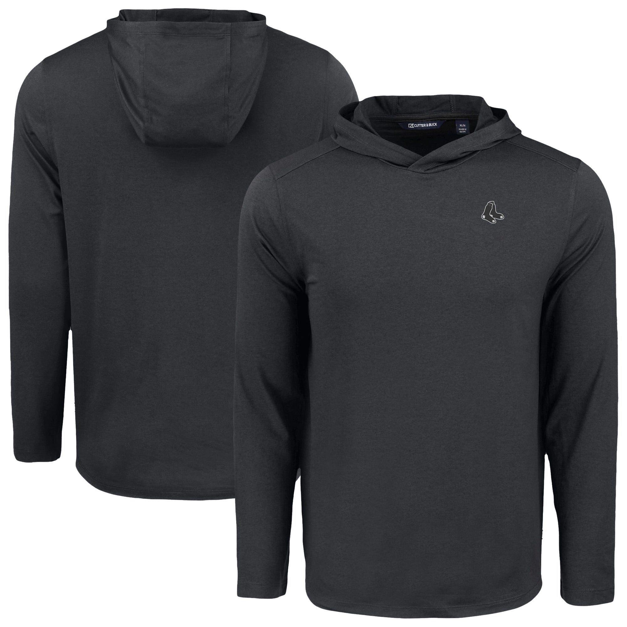 Men's Cutter & Buck Black Boston Red Sox Coastline Epic Comfort Eco Recycled Long Sleeve Hoodie T-Shirt