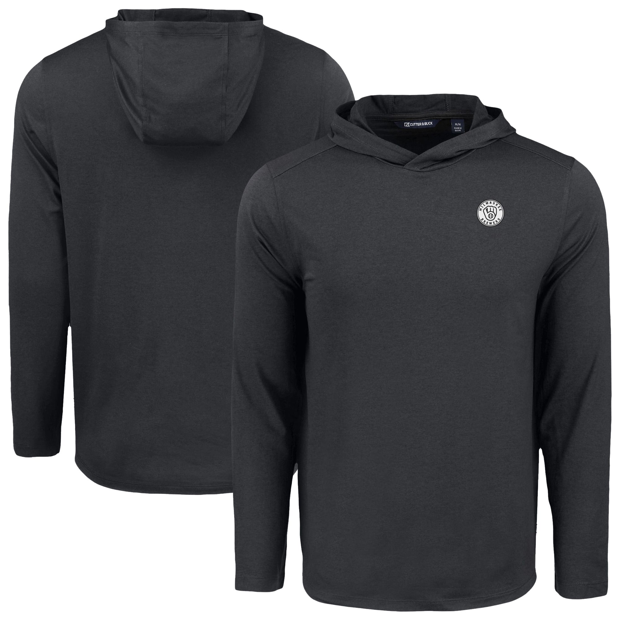 Men's Cutter & Buck Black Milwaukee Brewers Coastline Epic Comfort Eco Recycled Hoodie T-Shirt
