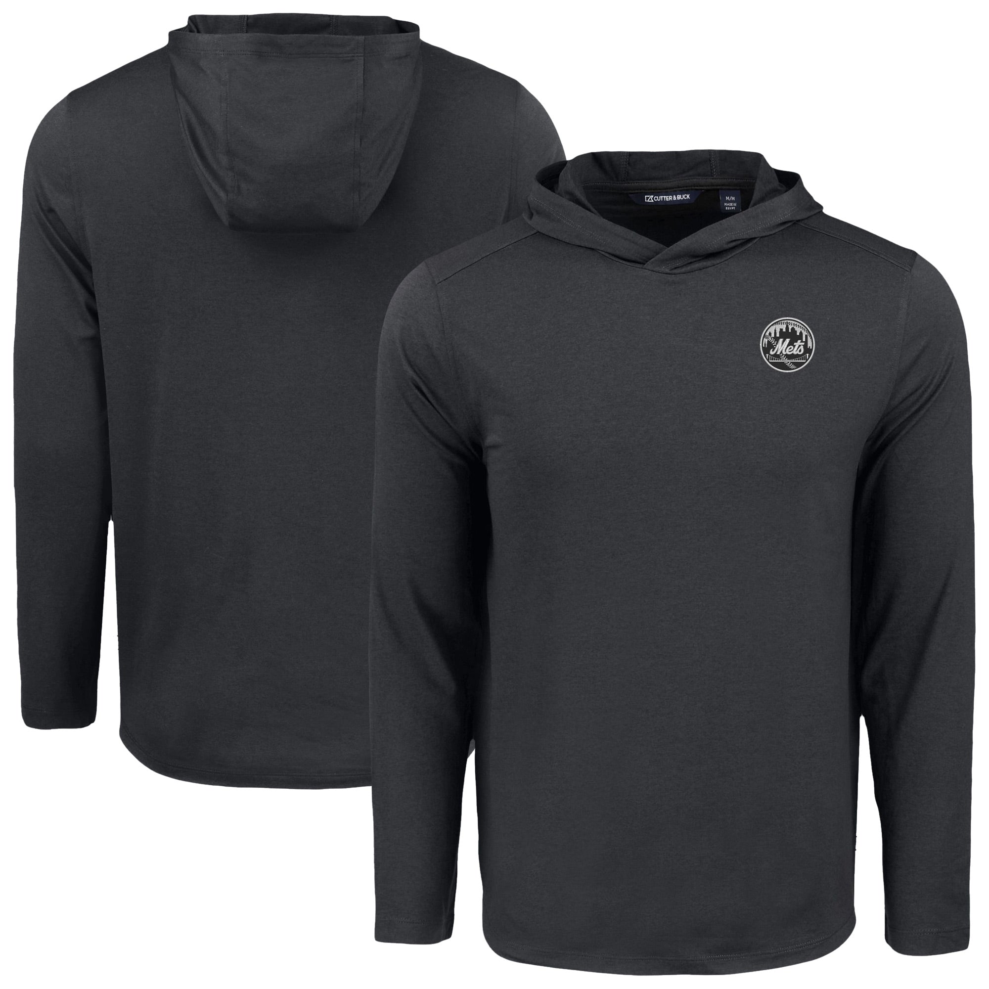 Men's Cutter & Buck Black New York Mets Coastline Epic Comfort Eco Recycled Hoodie T-Shirt