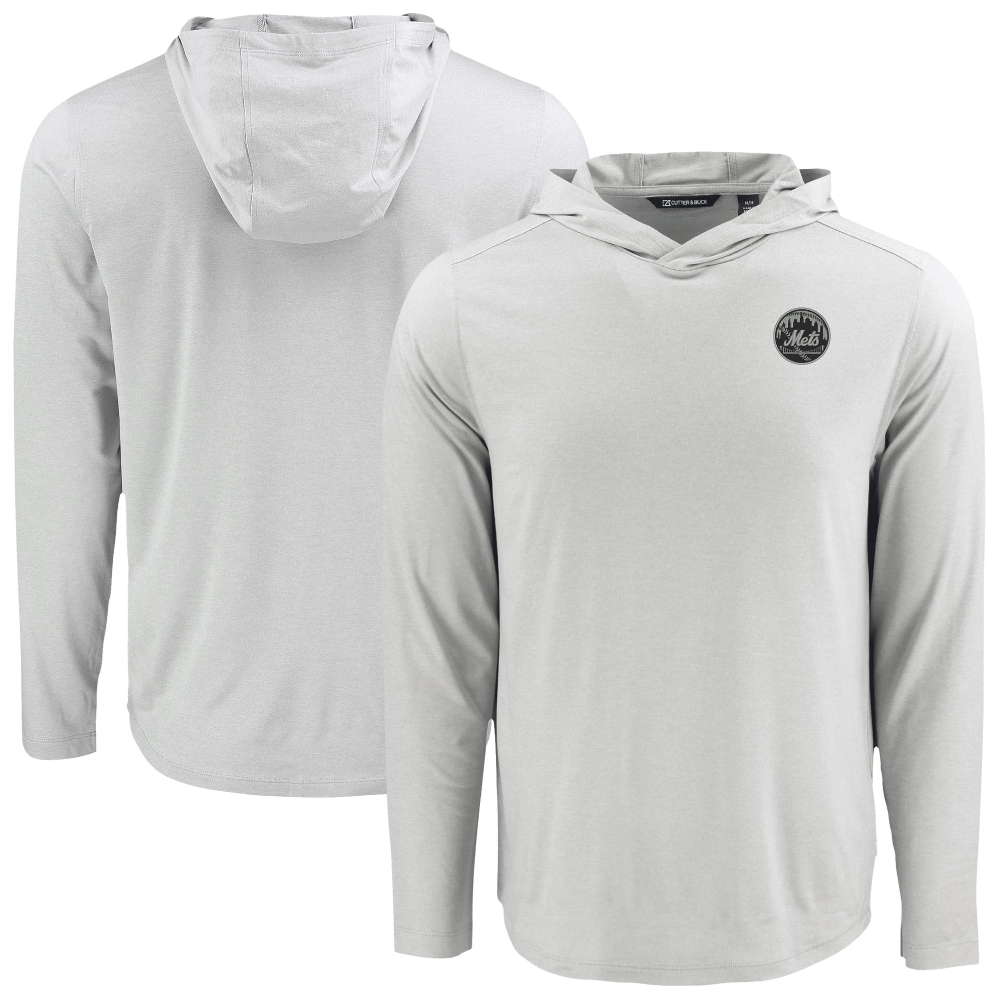 Men's Cutter & Buck Gray New York Mets Coastline Epic Comfort Eco Recycled Hoodie T-Shirt