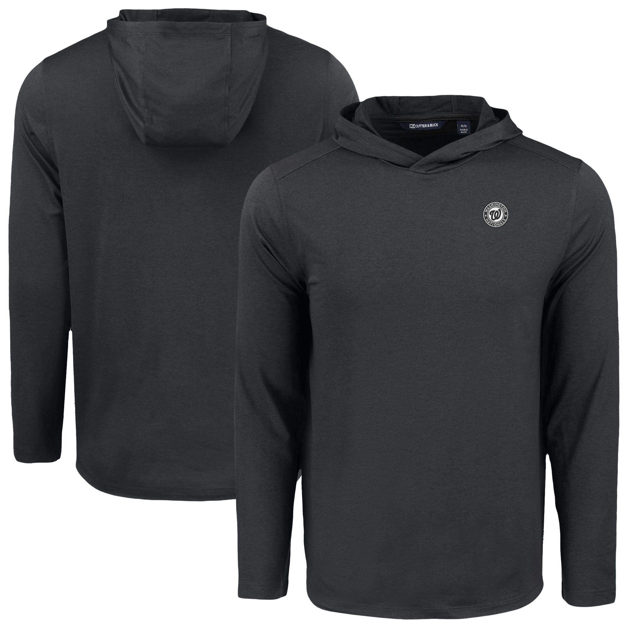 Men's Cutter & Buck Black Washington Nationals Coastline Epic Comfort Eco Recycled Long Sleeve Hoodie T-Shirt