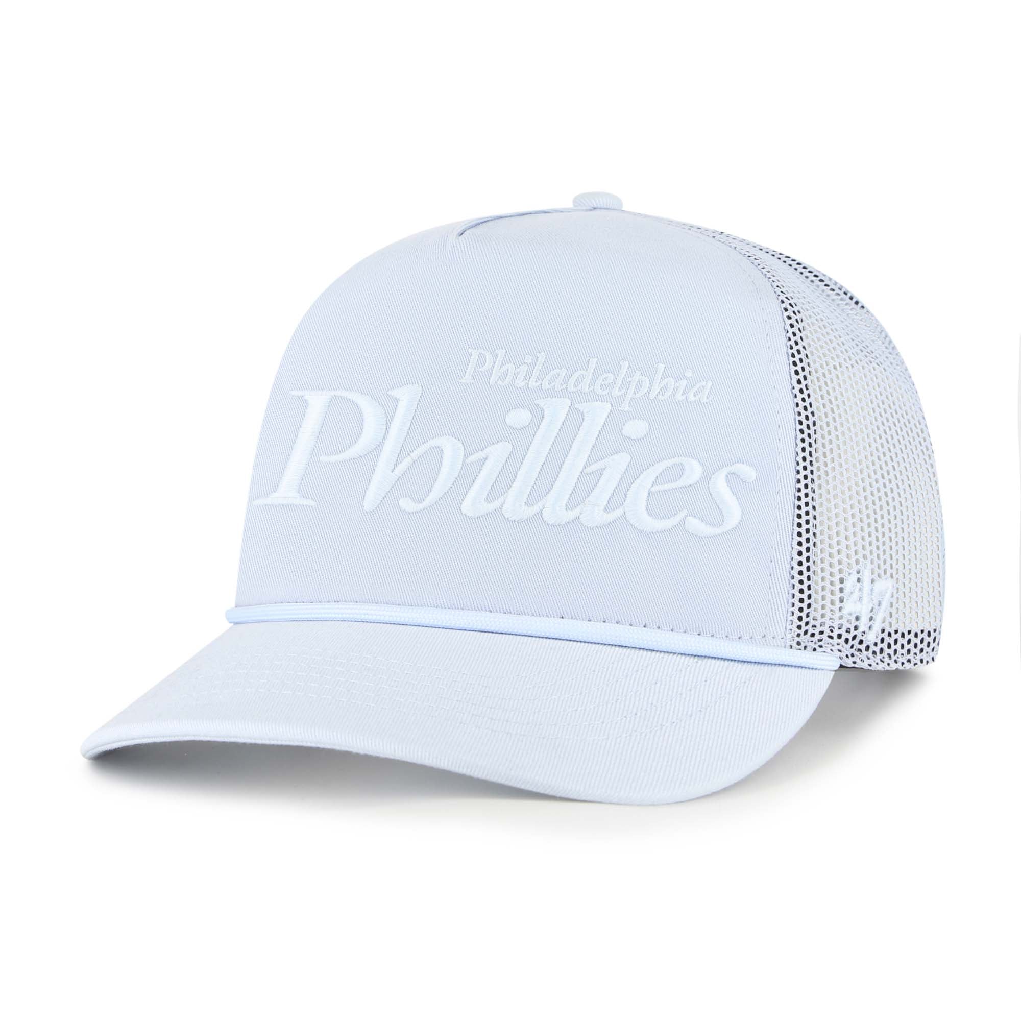 Men's '47 Light Blue Philadelphia Phillies Foundation Script Hitch Adjustable Trucker Hat