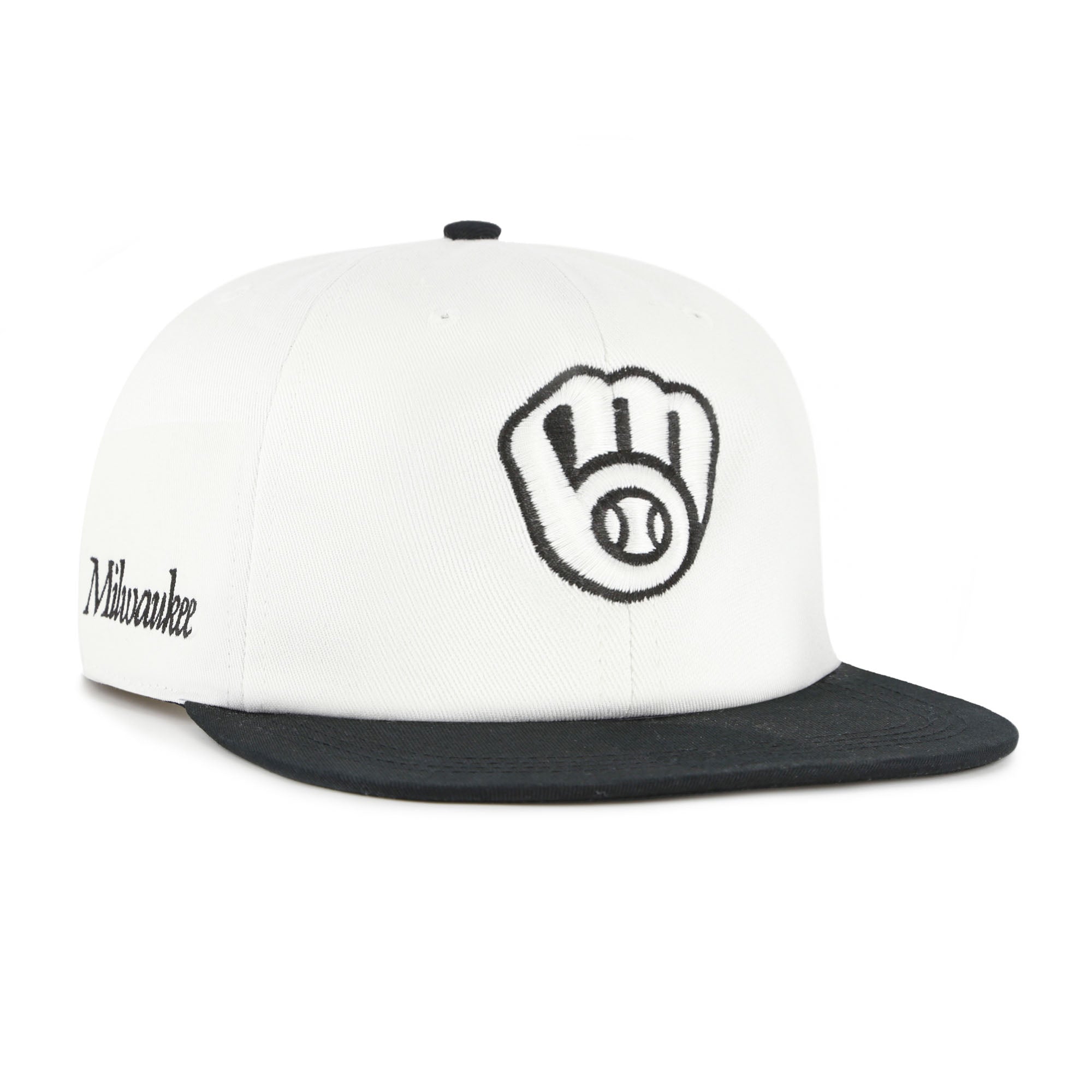 Men's '47 White/Black Milwaukee Brewers Foundation Captain Snapback Hat