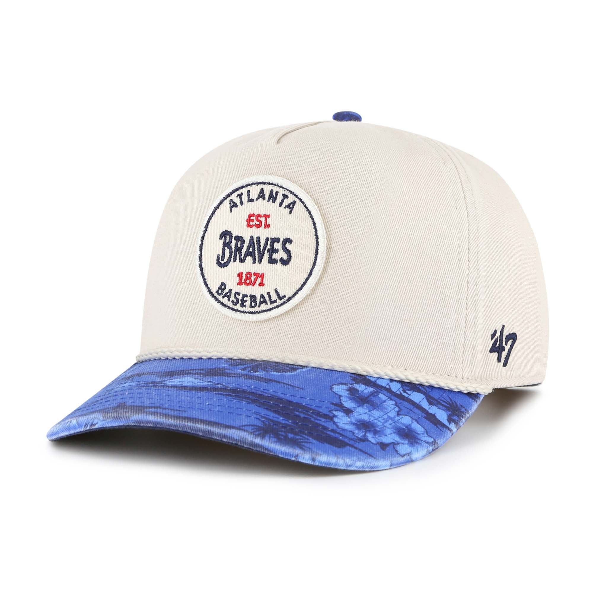 Men's '47 Cream/Navy Atlanta Braves Fiji Rope Hitch Adjustable Hat