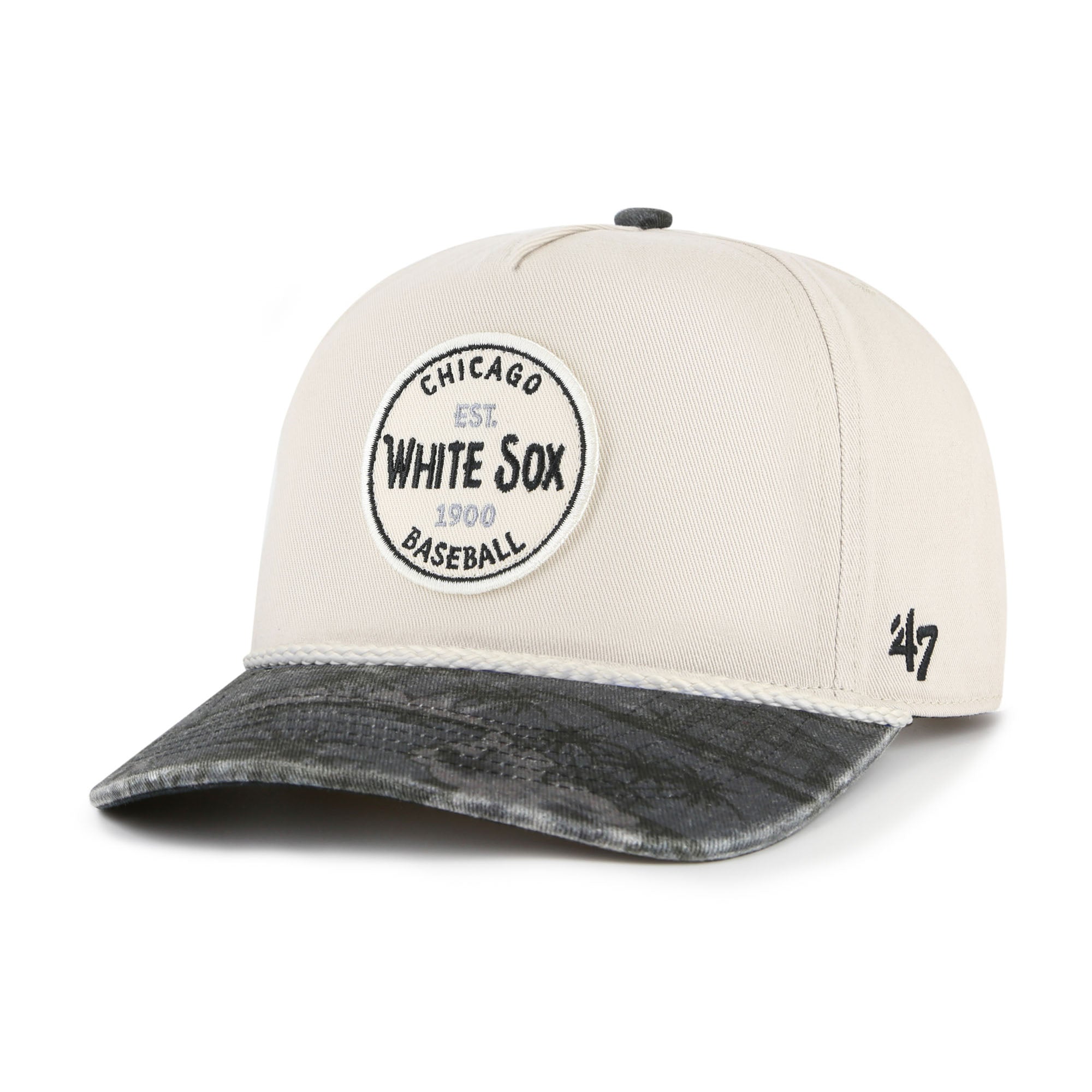 Men's '47 Cream/Black Chicago White Sox Fiji Rope Hitch Adjustable Hat