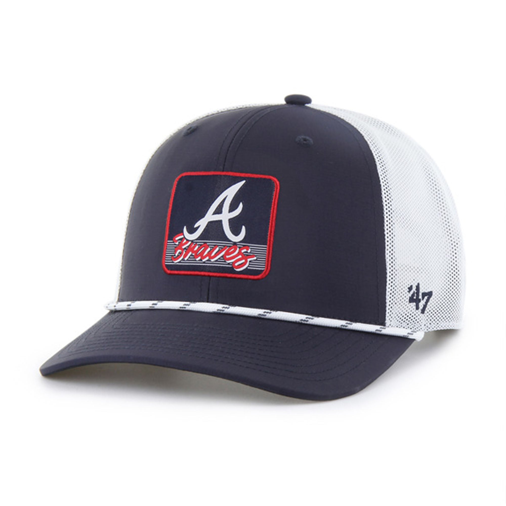 Men's '47 Navy/White Atlanta Braves Scratch Adjustable Trucker Hat