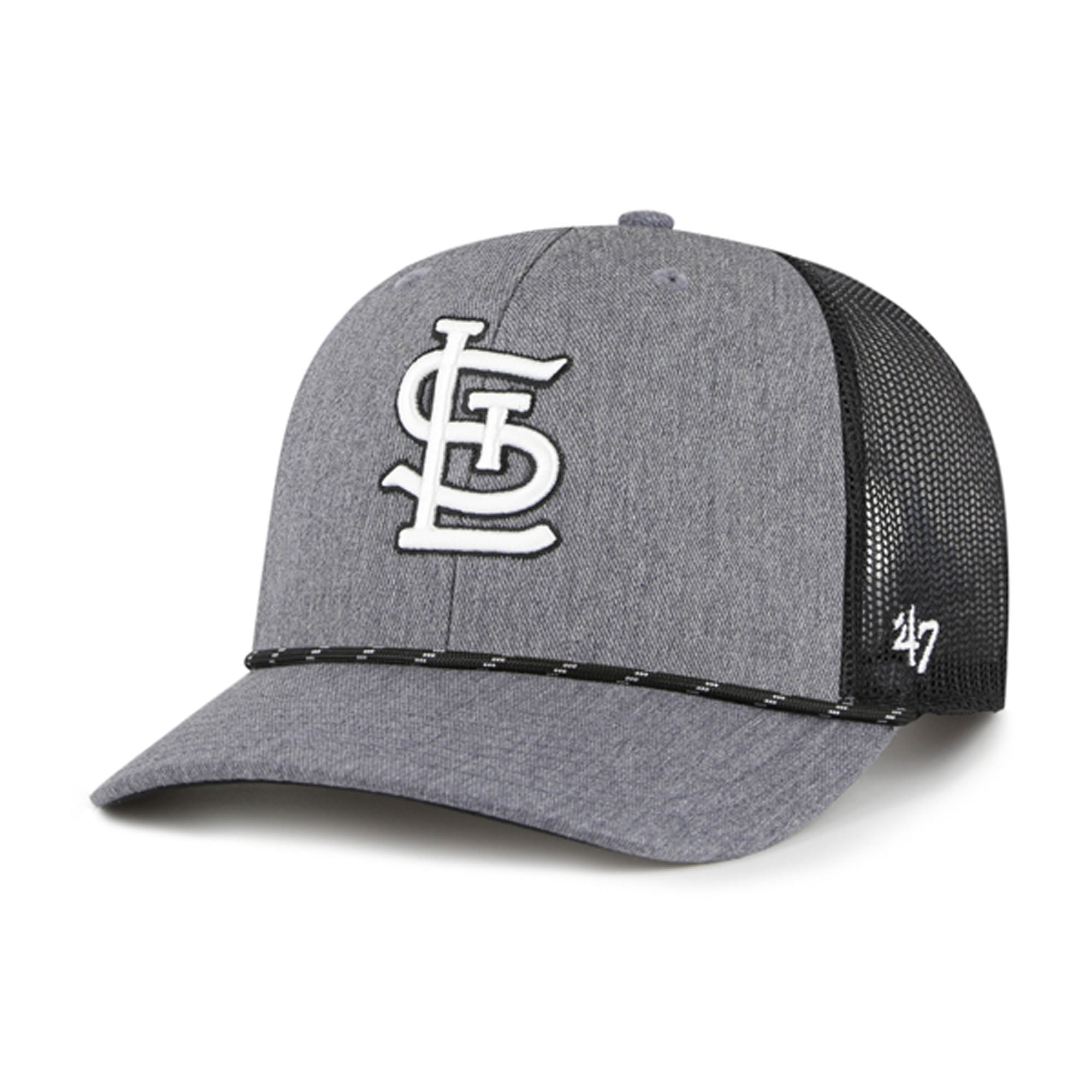 Men's '47 Charcoal St. Louis Cardinals Carbon Rope Trucker Adjustable Hat