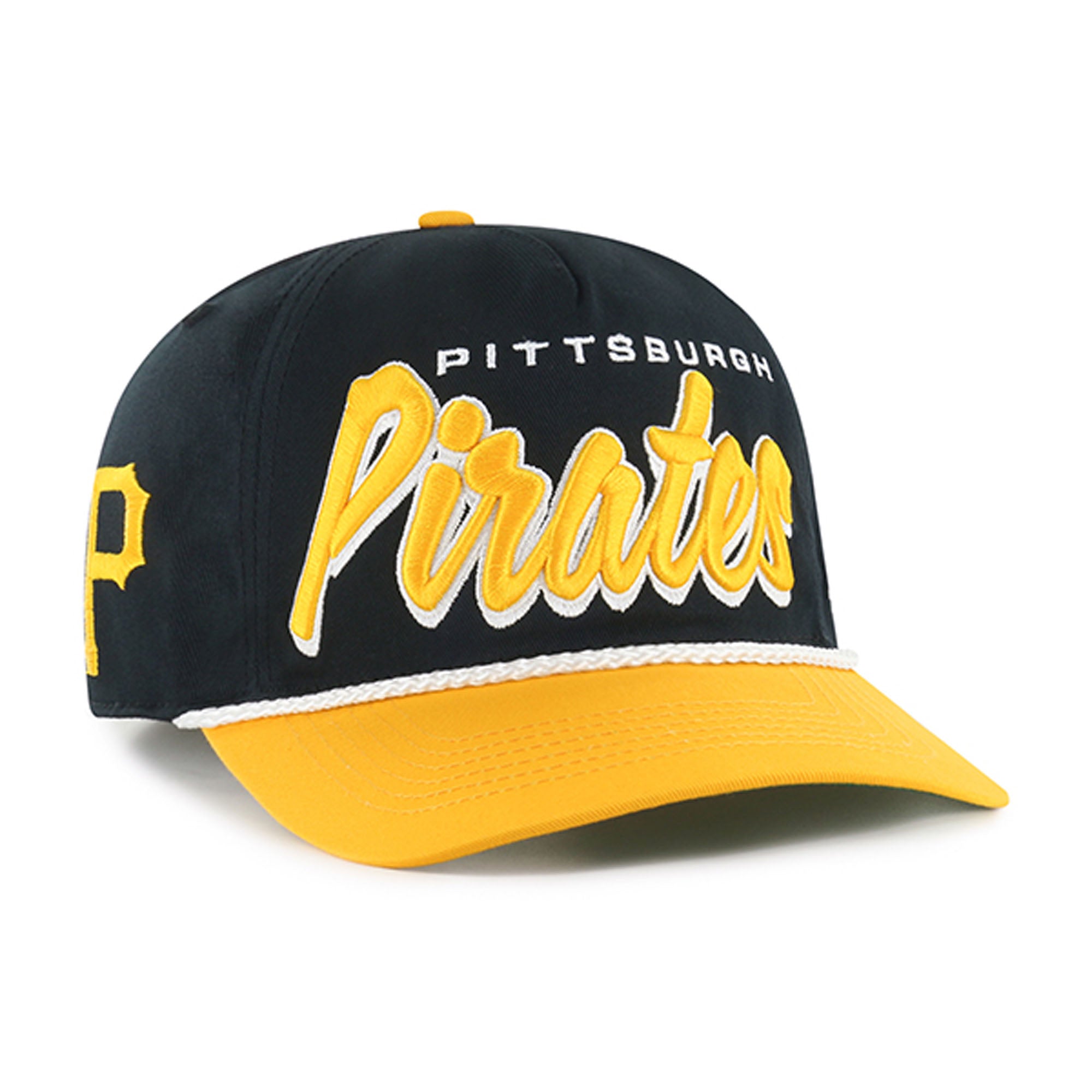 Men's '47 Black Pittsburgh Pirates Dropshadow Rope Hitch Adjustable Hat