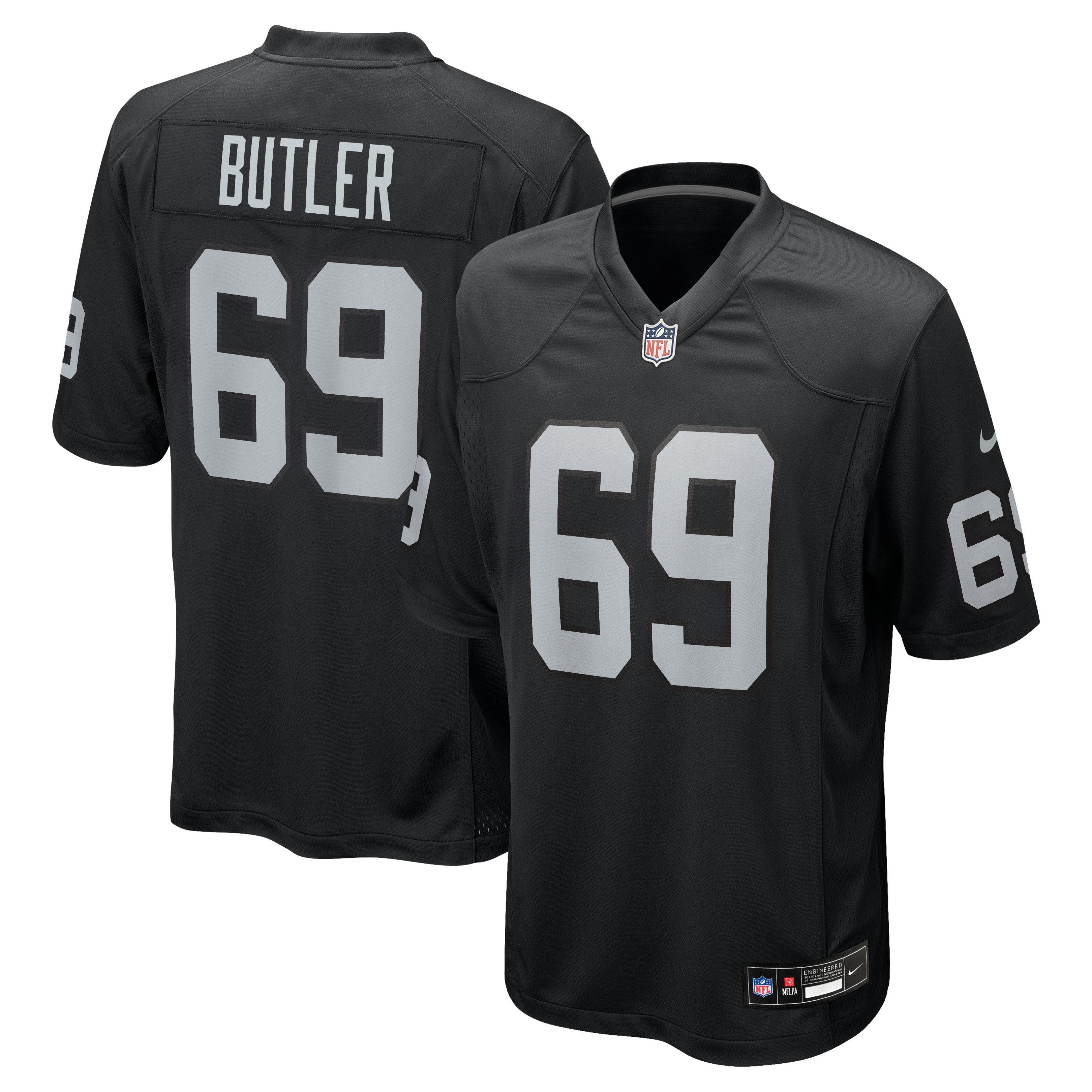 Men's Nike Adam Butler  Black Las Vegas Raiders Team Game Jersey