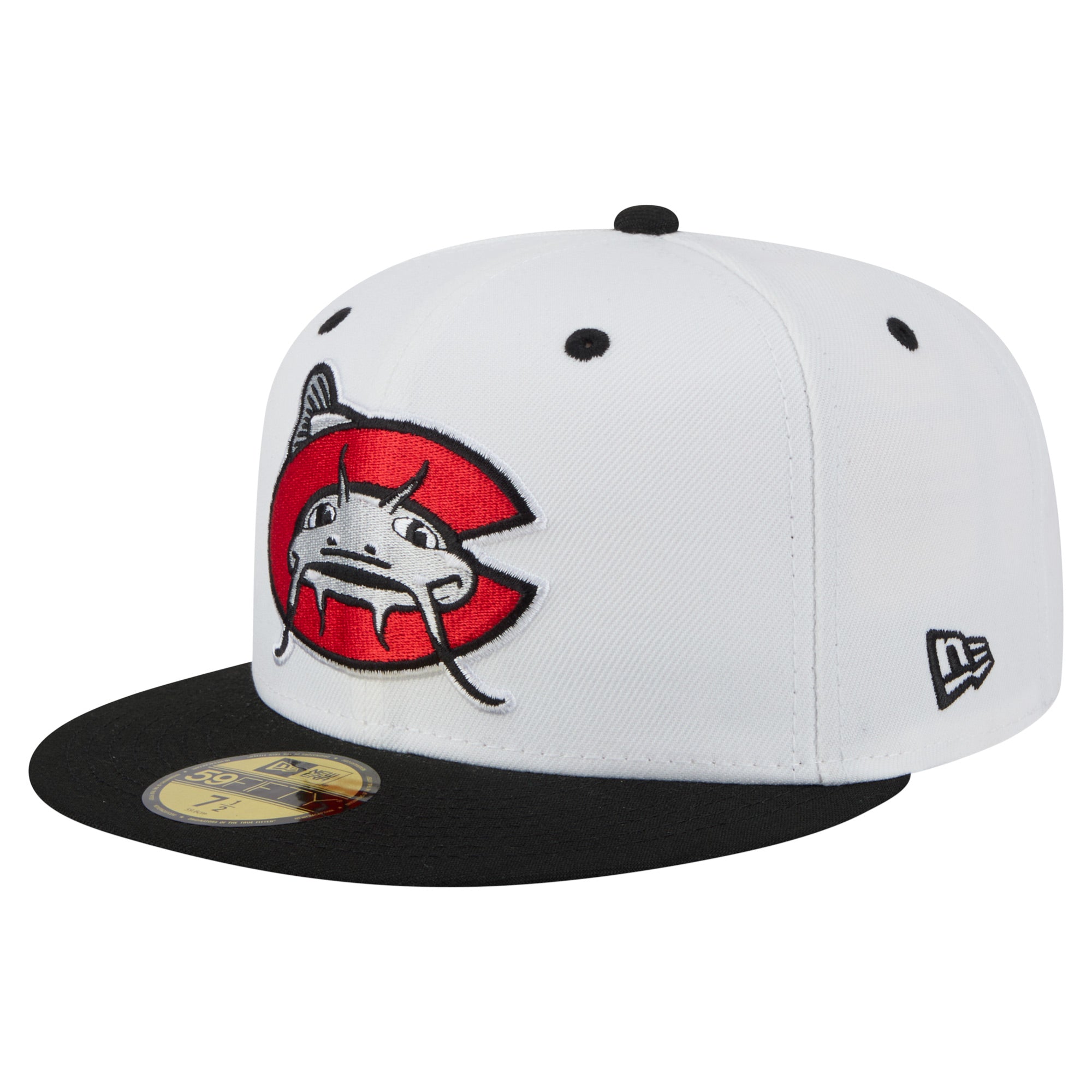 Men's New Era  White/Black Carolina Mudcats Authentic Collection 59FIFTY Fitted Hat