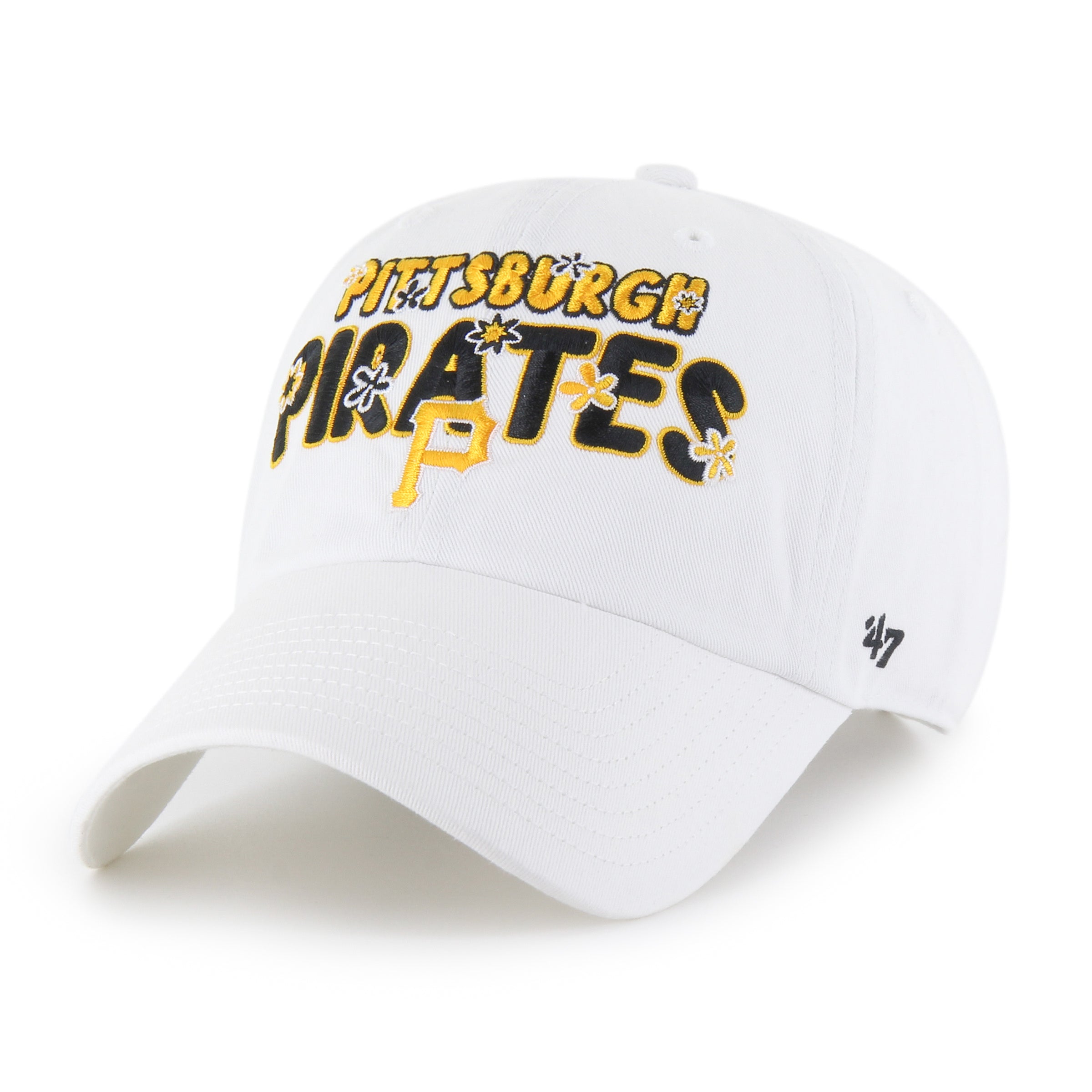 Women's '47 White Pittsburgh Pirates Flower Power Clean Up Adjustable Hat
