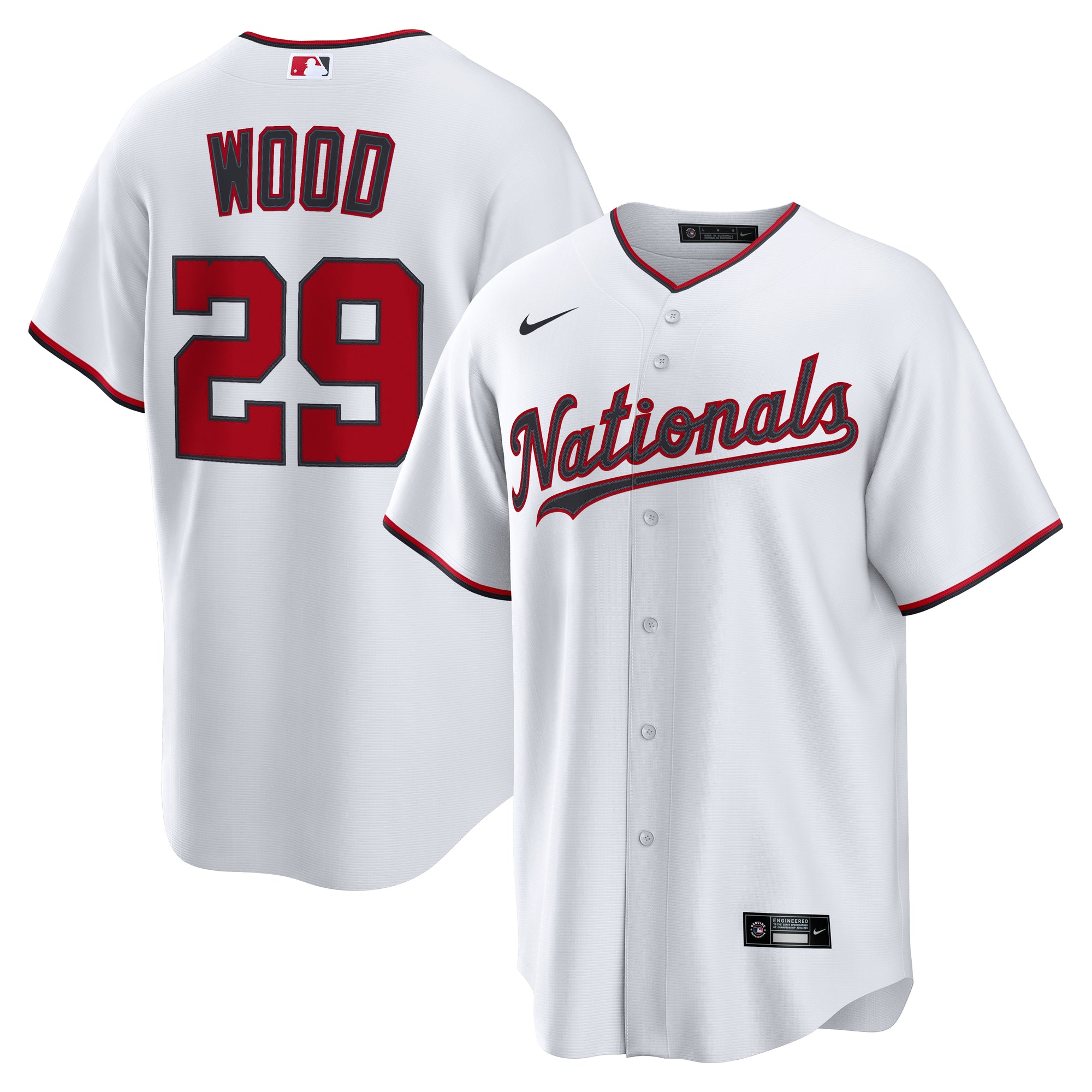 Men's Nike James Wood White Washington Nationals Home Replica Jersey