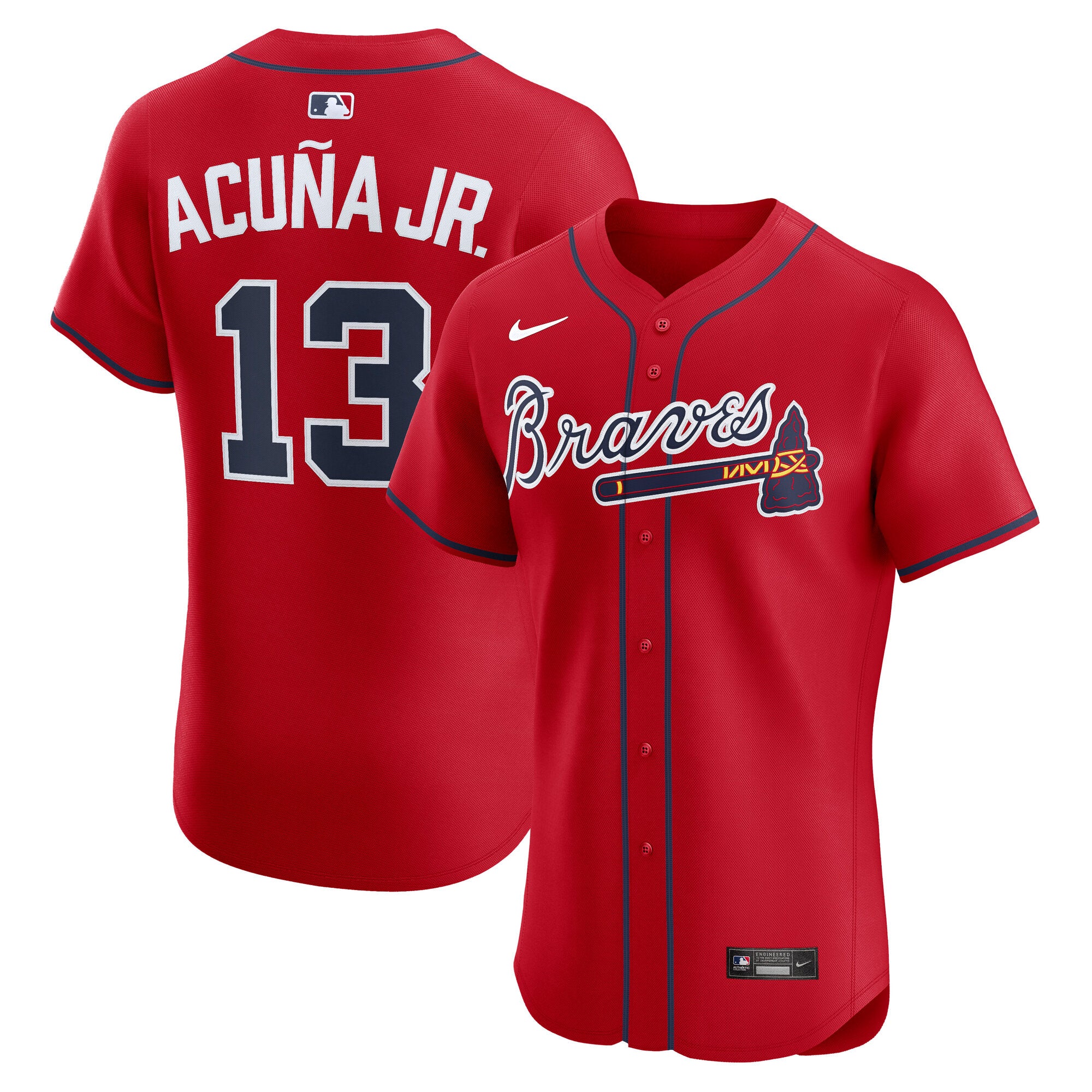 Men's Nike Ronald Acuña Jr. Red Atlanta Braves Alternate 2 Elite Jersey