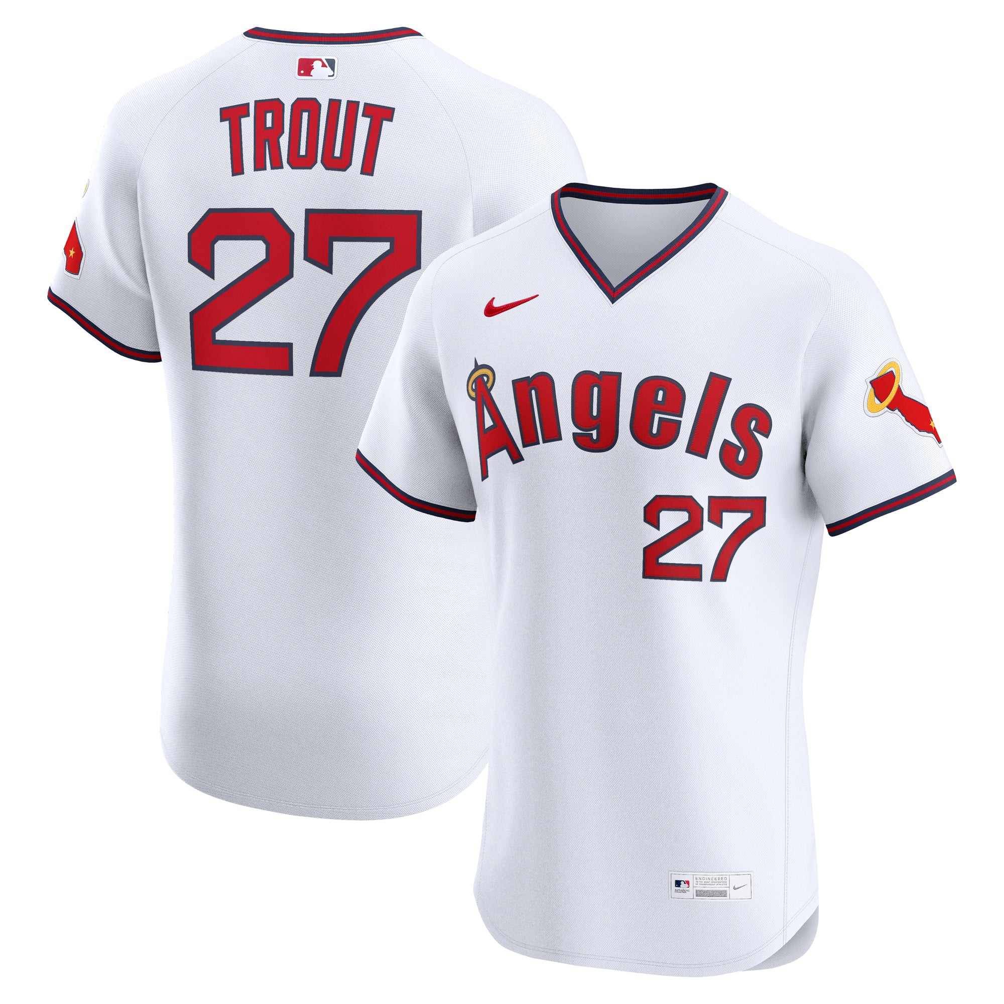 Men's Nike Mike Trout White Los Angeles Angels Alternate 2 Elite Jersey