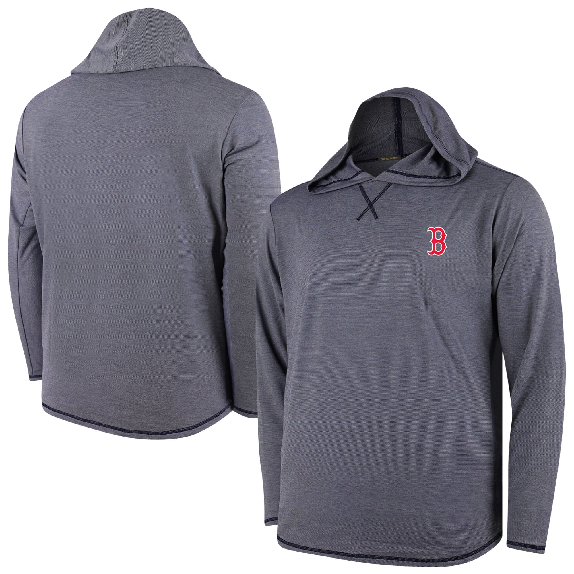 Men's Navy Boston Red Sox Butter Stripe Tri-Blend Long Sleeve Hoodie T-Shirt
