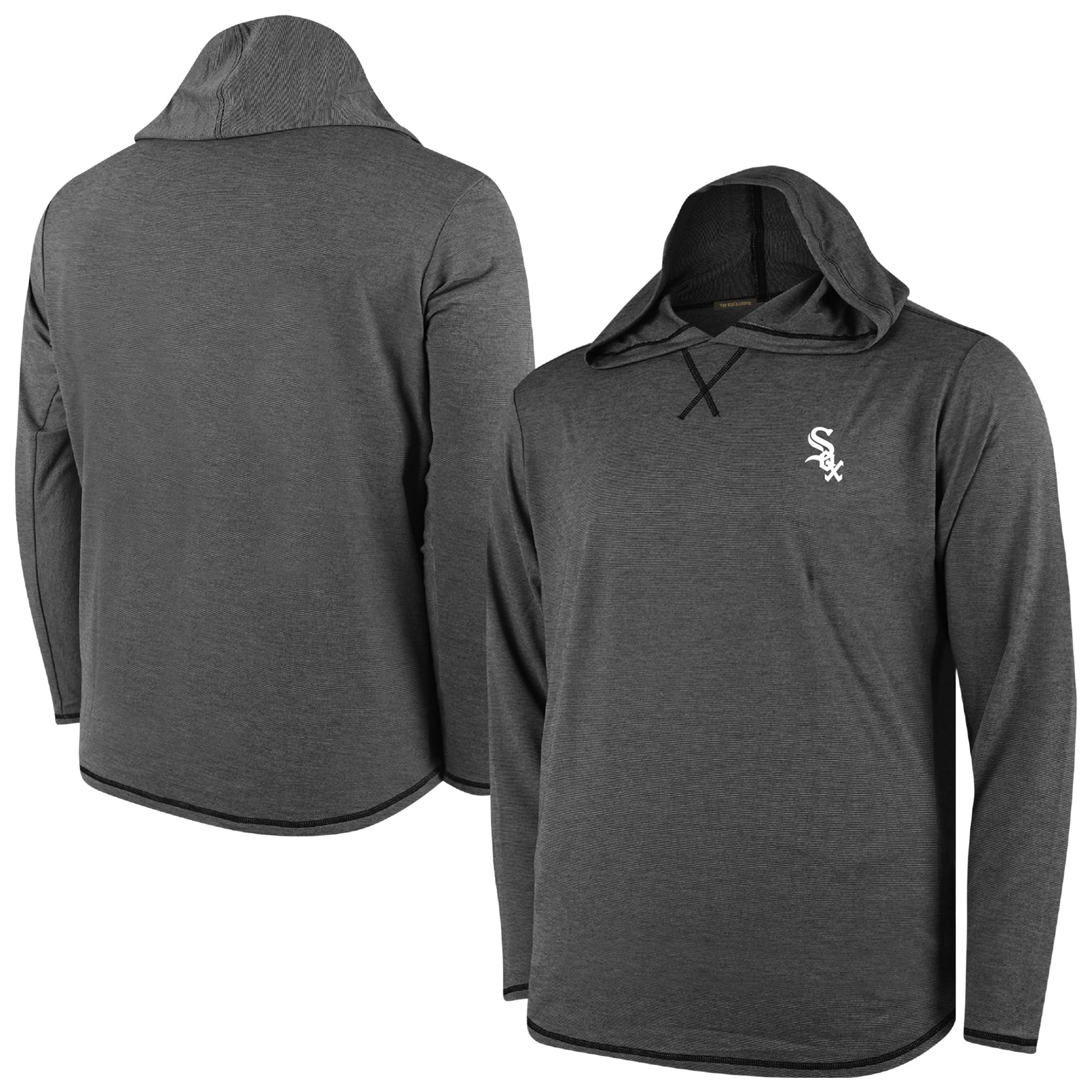 Men's Black Chicago White Sox Butter Stripe Tri-Blend Long Sleeve Hoodie T-Shirt
