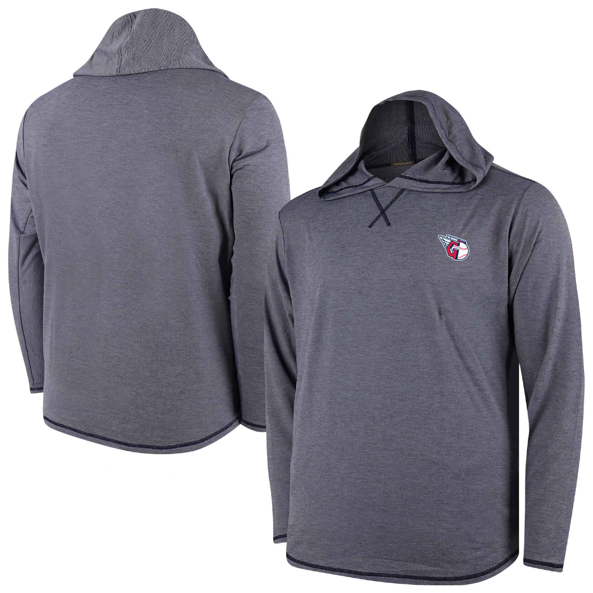 Men's Navy Cleveland Guardians Butter Stripe Tri-Blend Long Sleeve Hoodie T-Shirt