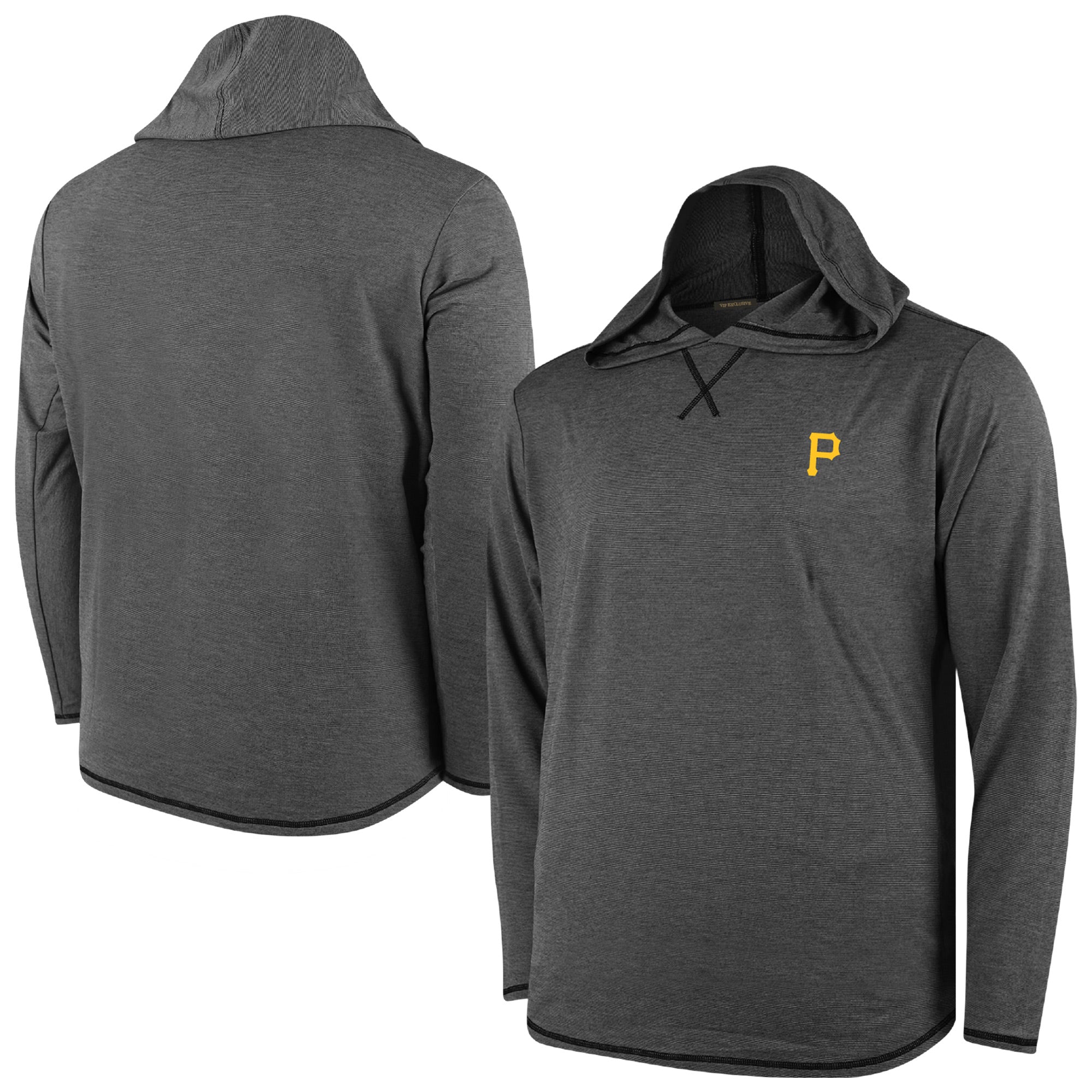 Men's Black Pittsburgh Pirates Butter Stripe Tri-Blend Long Sleeve Hoodie T-Shirt