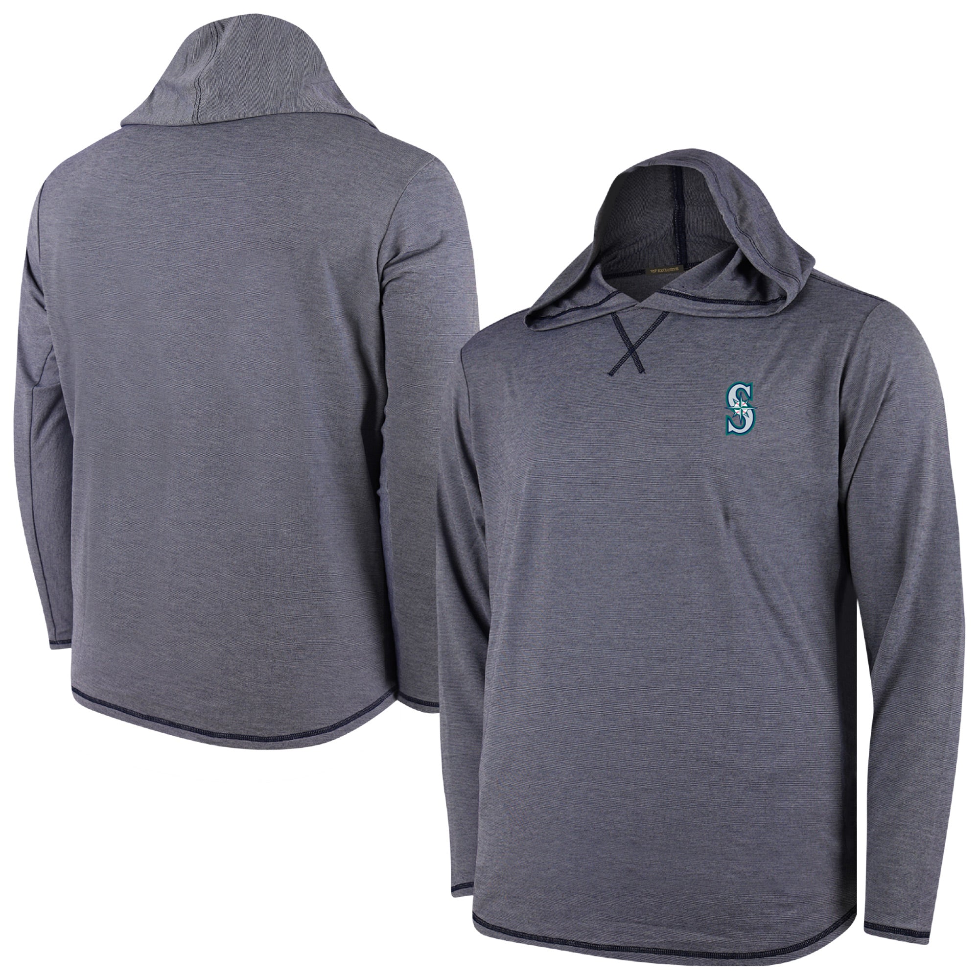 Men's Navy Seattle Mariners Butter Stripe Tri-Blend Long Sleeve Hoodie T-Shirt