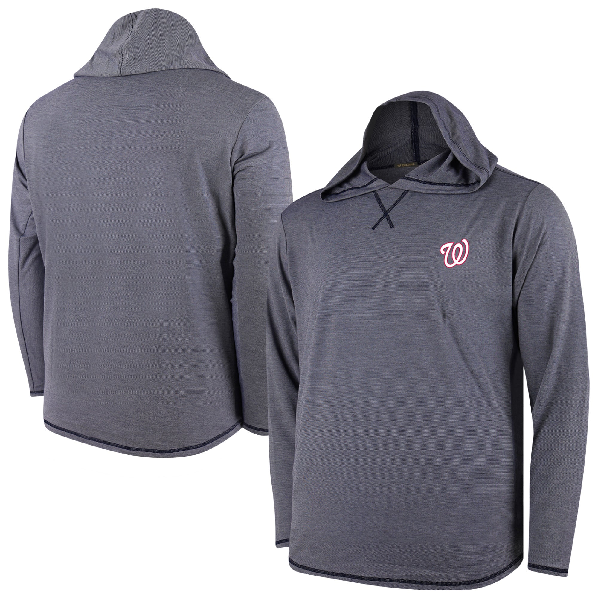 Men's Navy Washington Nationals Butter Stripe Tri-Blend Long Sleeve Hoodie T-Shirt