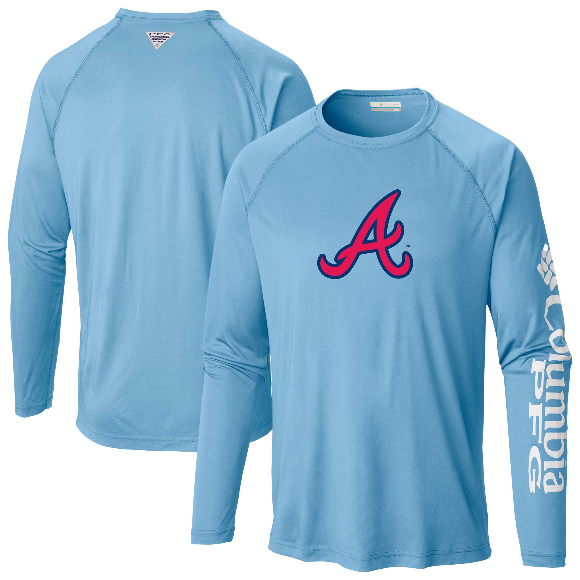 Men's Columbia Light Blue Atlanta Braves Terminal Tackle Long Sleeve T-Shirt