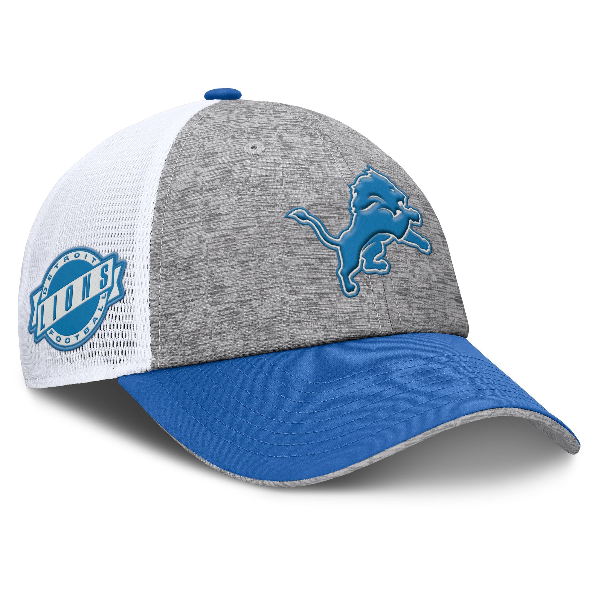 Men's Fanatics Gray/Blue Detroit Lions Option Trucker Adjustable Hat