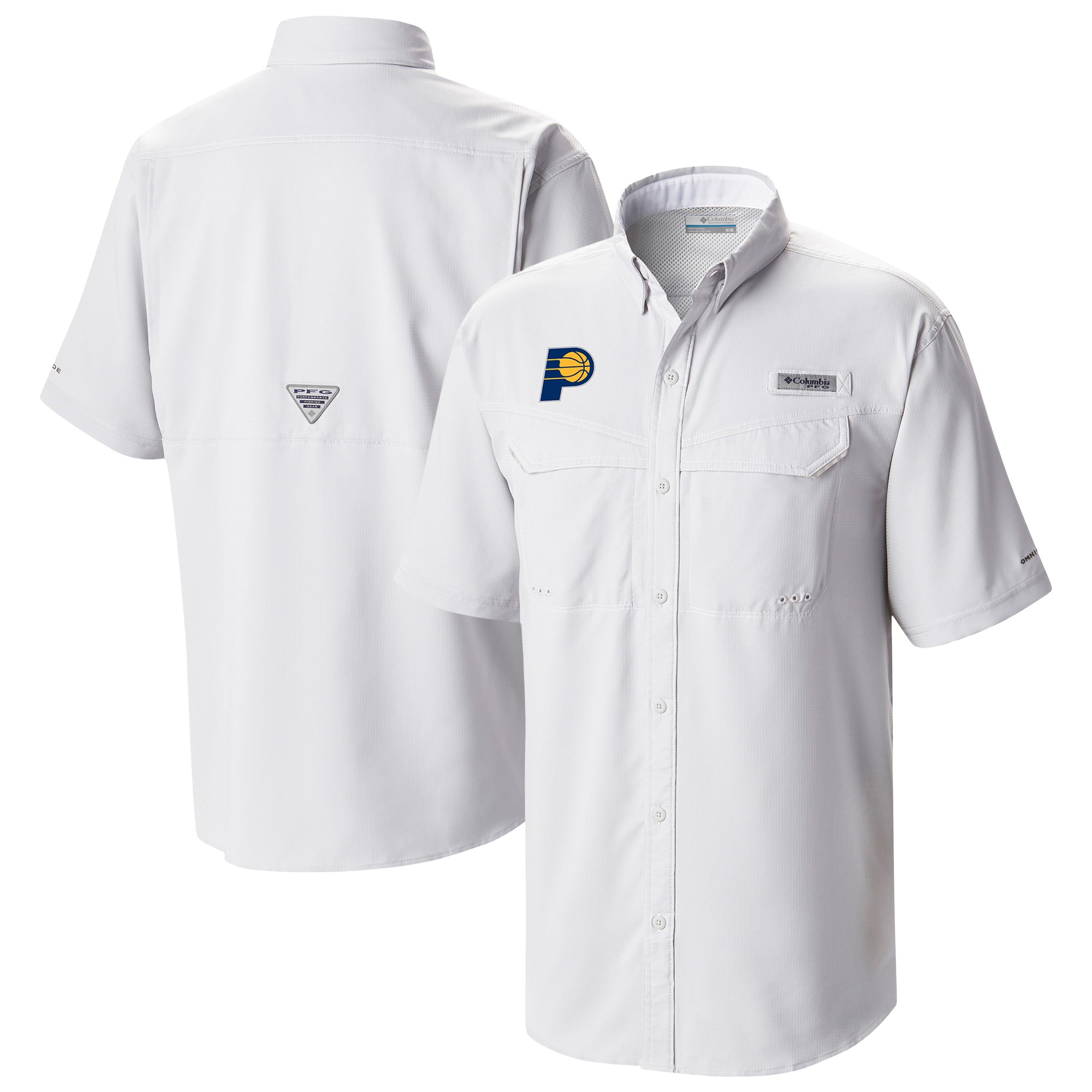 Men's Columbia  White Indiana Pacers Omni-Wick Low Drag Offshore Button-Up Shirt