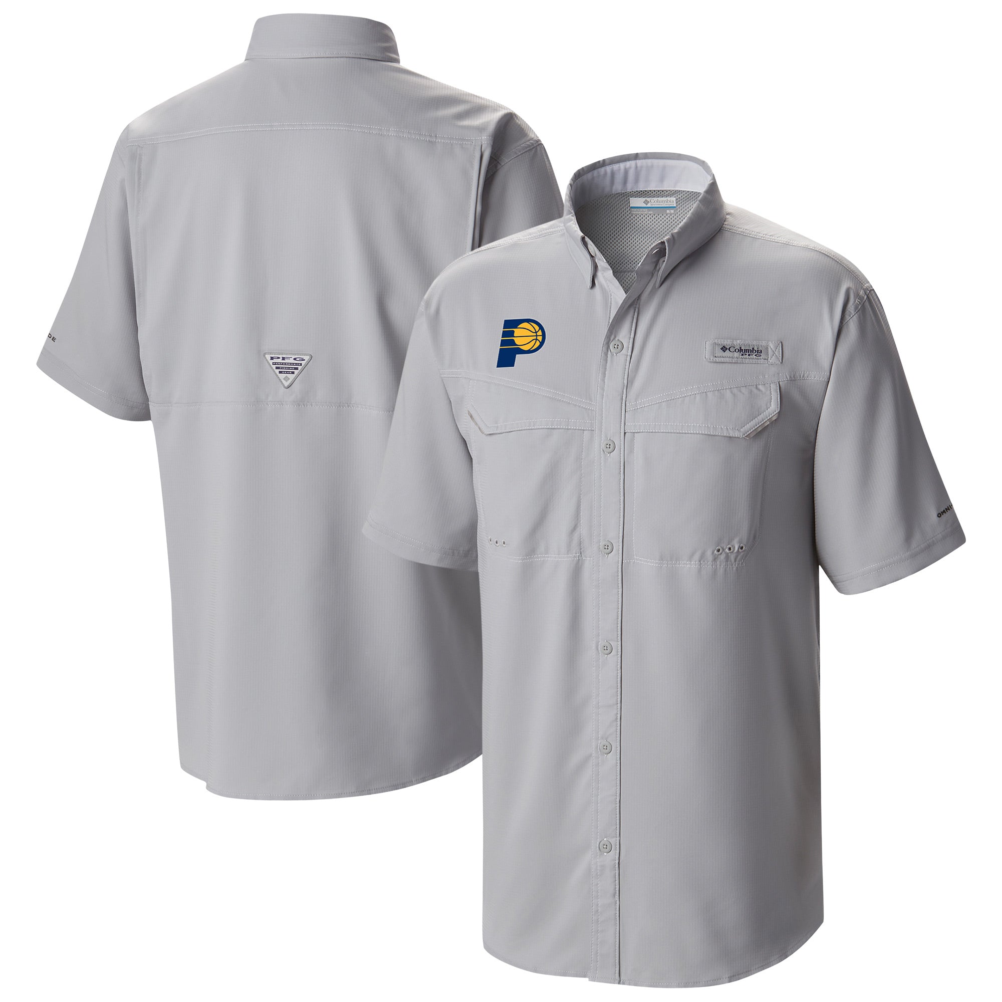 Men's Columbia  Gray Indiana Pacers Omni-Wick Low Drag Offshore Button-Up Shirt