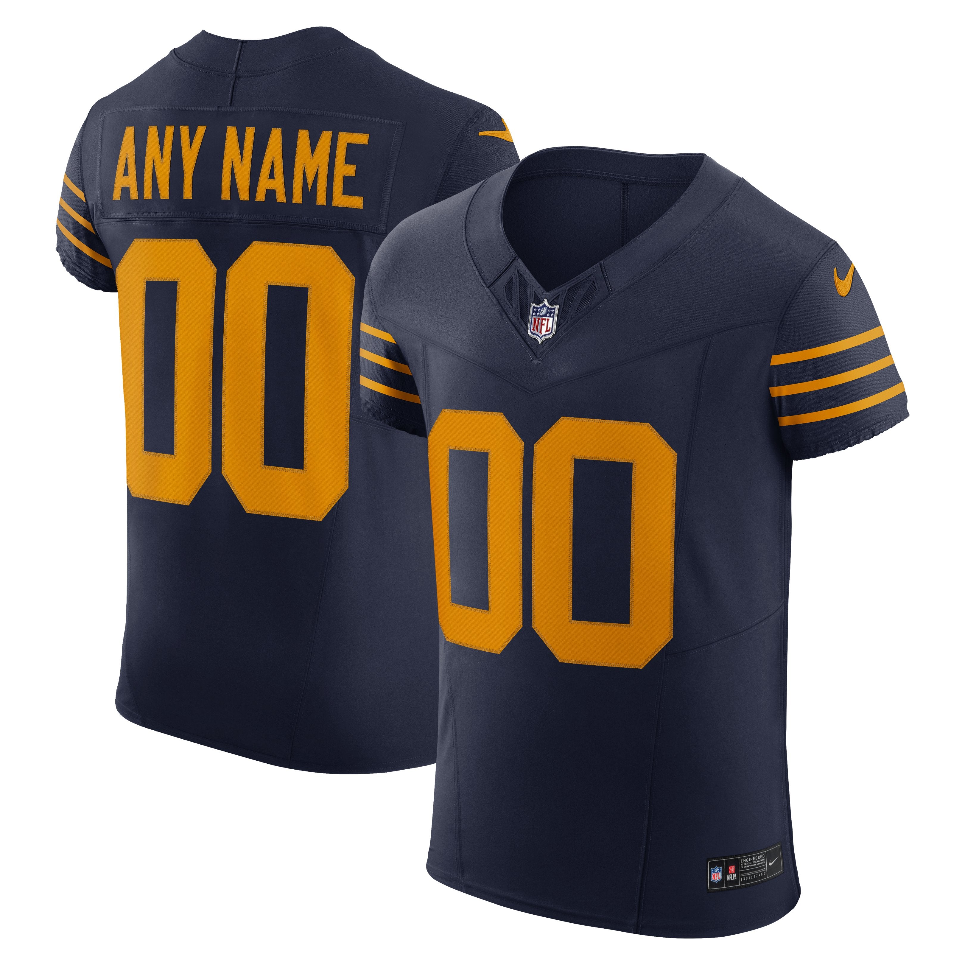 Men's Nike  Navy Green Bay Packers Alternate Vapor F.U.S.E. Elite Custom Jersey